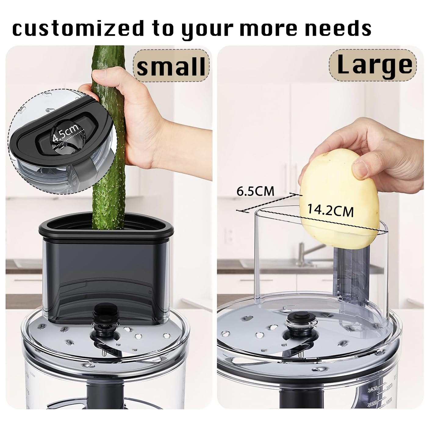 Maydarol 14 Cup Food Processor, French-Fry-Cutter, Blending, Mixing, Shredding, and Slicing, Meat and Vegetable Chopping, Doughing for Home Use, Mincing, and Pureeing,4 Speeds,600W