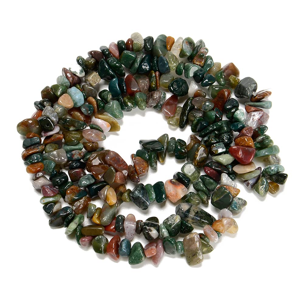 jodaying 5-8mm Natural Indian Agate Gemstone Chips Healing Gravel Bracelets Necklace Kit Irregular Tumble Stone Beads DIY Crafts Design Jewelry Making 32"