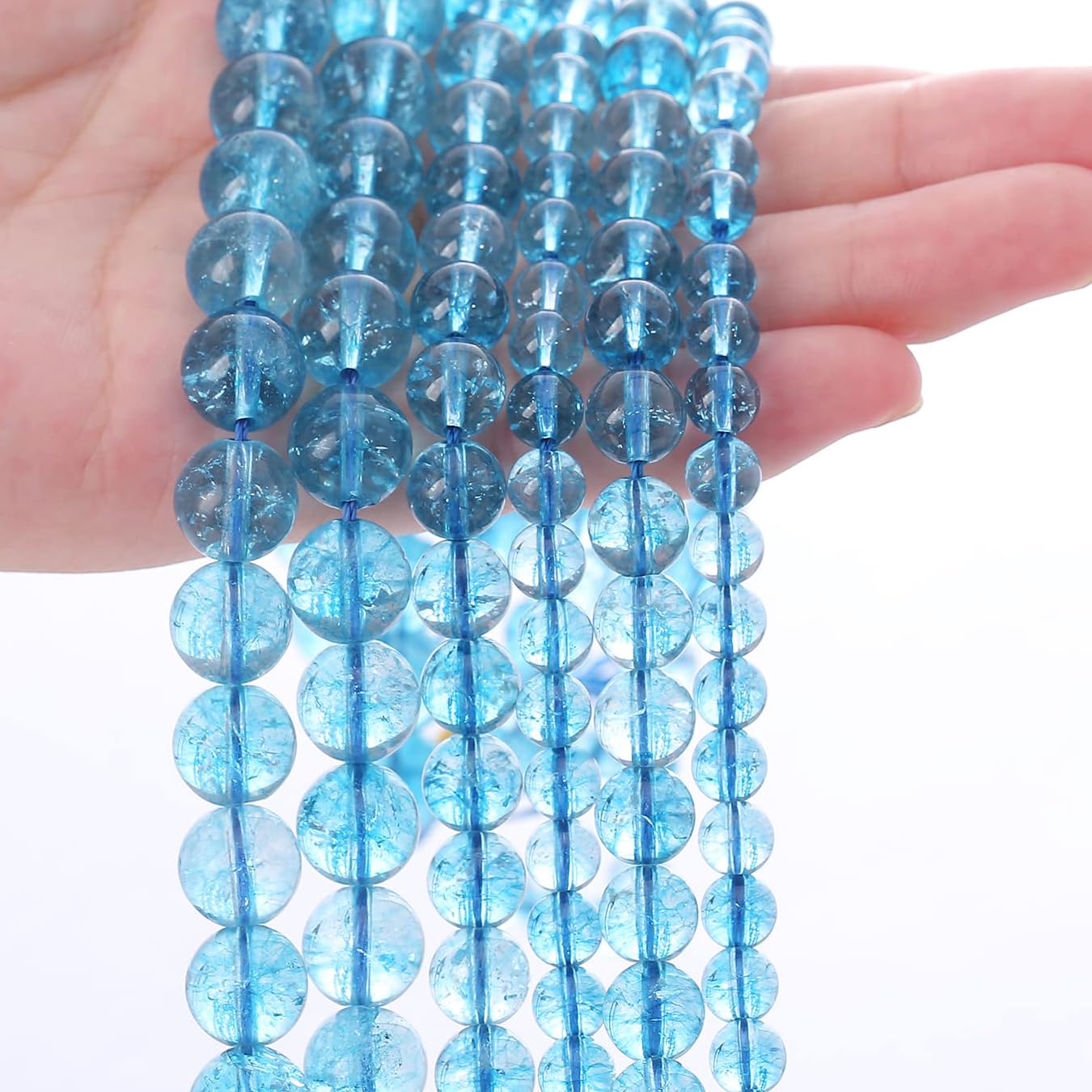 Natural Lake Blue Snow Crystal Stone Beads for Jewelry Making DIY Bracelet Necklace Jewelry Making 1 Strand 15.5inch 35PCS 10MM