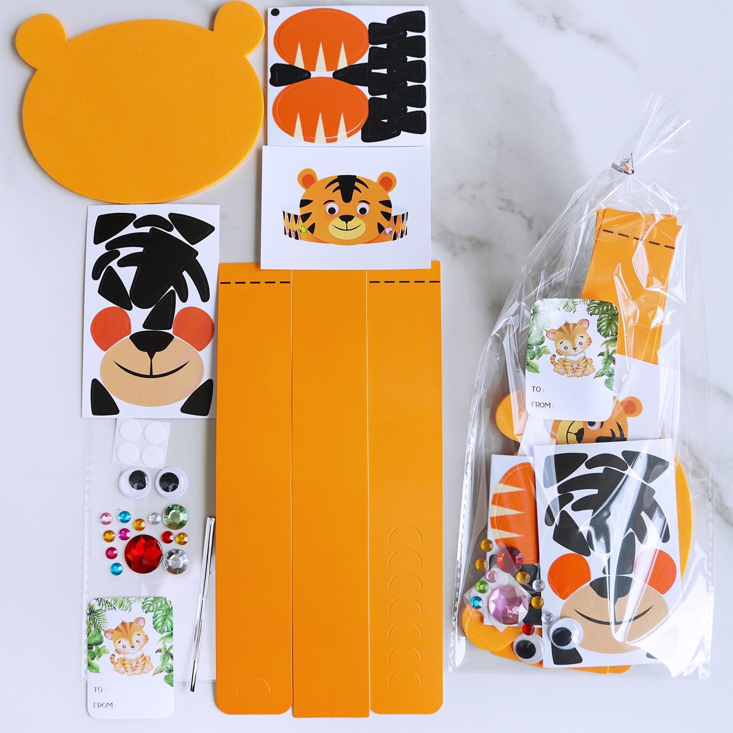 Winlyn 24 Sets Jungle Animal Headbands Craft Kits Safari Crown Art Sets DIY Zoo Party Headbands Foam Stickers Arts and Crafts for Kids Jungle Safari Birthday Activities Party Favors Decorations