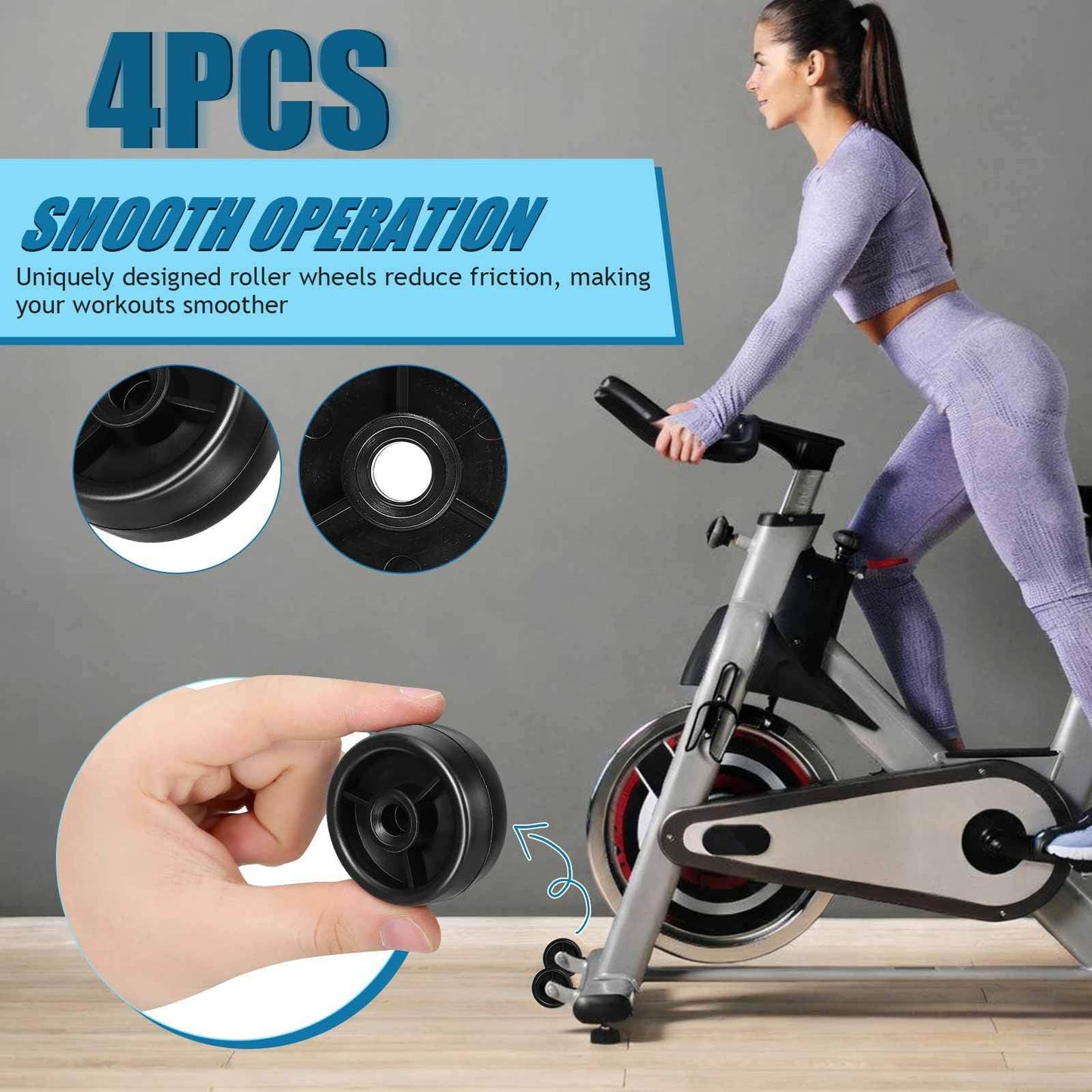 DECHOUS Heavy Duty Plastic Roller Wheel Replacement for Fitness Equipment Smooth Workout Plastic Casters for Treadmill Exercise Bike Home Gym