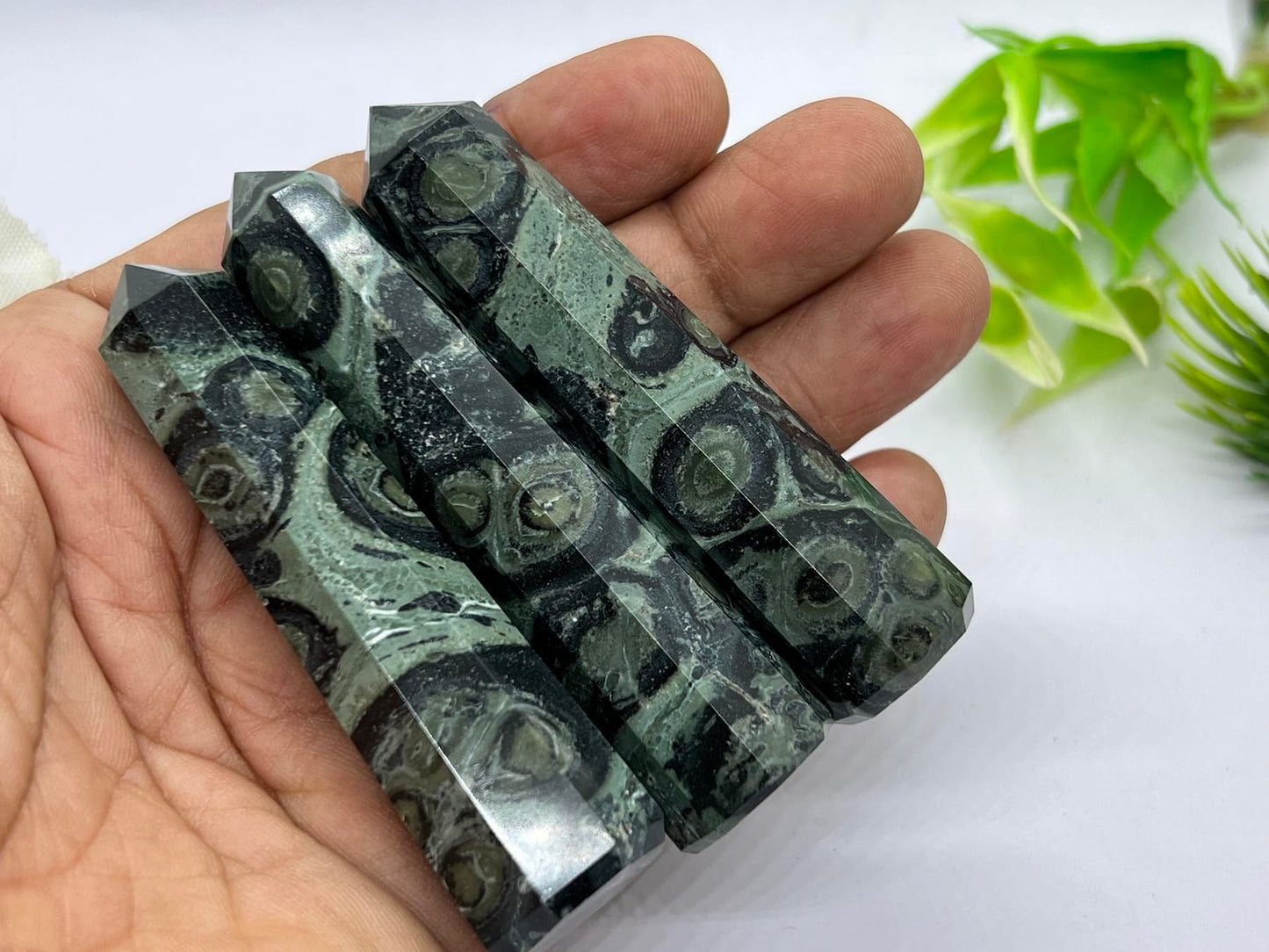 WholesaleGemShop 3 Inch (70 mm) Gemstones Kambaba Jasper Obelisk Tower Jumbo Facet Aura Rock Crystal Natural Polished Earth Wand Spirit