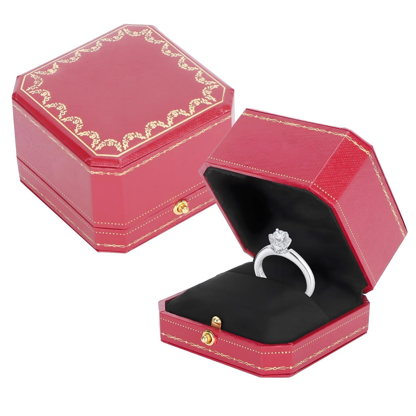 Tomotato Jewelry Rings Box, Square Wedding Ring Case Earrings Brooches Gift Box Trinket Case Velvet Couple Rings Boxes for Proposal Engagement Valentine's Day Wedding Anniversary Mother's Day