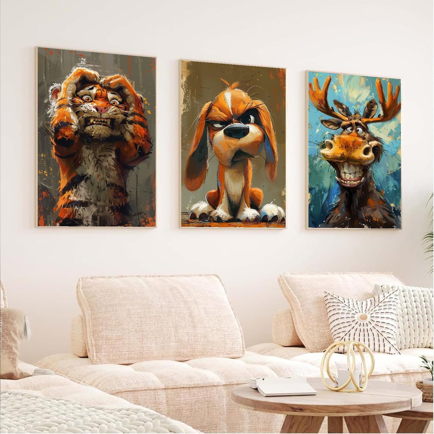 Canrichshop 6-Pack Animals Paint by Numbers Kit for Adults Frameless,Funny DIY Adult Oil Painting Kits on Canvas,Easy Acrylic Paint by Number Beginners for Home Decor 9.8x13.8 Inch
