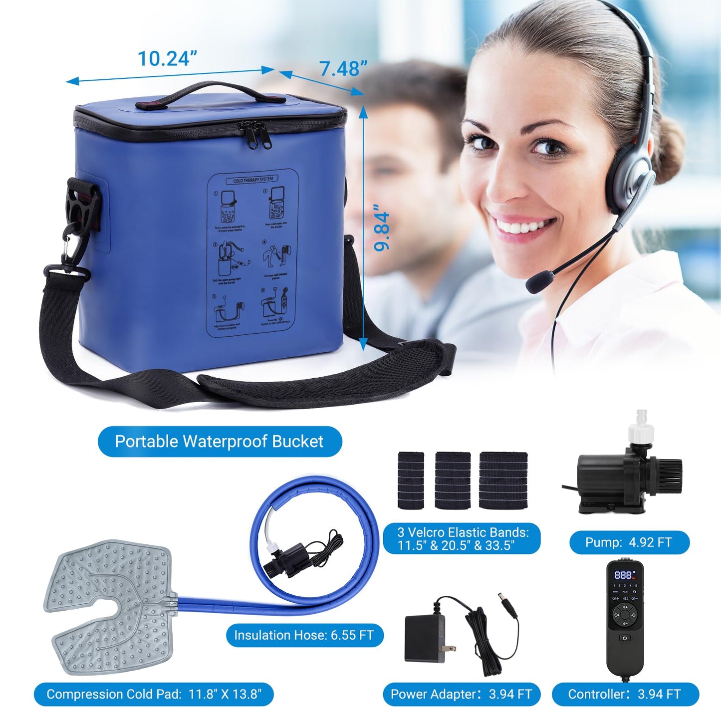 Cold Therapy Machine - Programmable Ice Machine for Knee After Surgery, Portable Ice Therapy Machine with Quiet Pump, Knee Replacement Recovery System, Cryotherapy Pain Relief w/Compression Pad