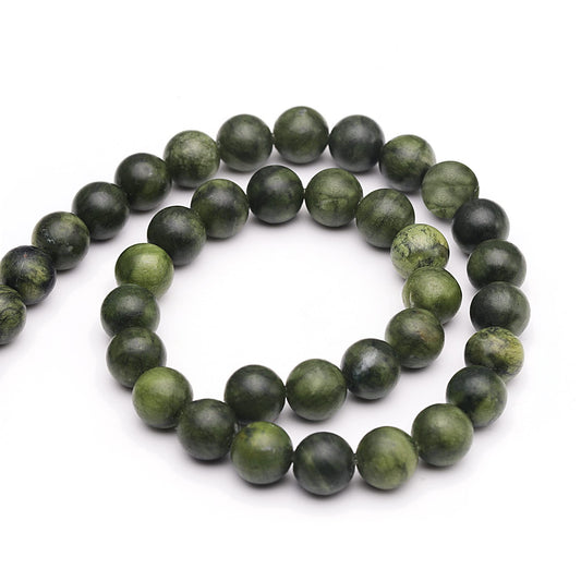 Youngbling Natural Jade Beads for Jewelry Making,8mm Green Jade Polished Round Smooth Stone Beads,Genuine Real Stone for Bracelet Necklace 15 Inch(Green Jade,8mm)