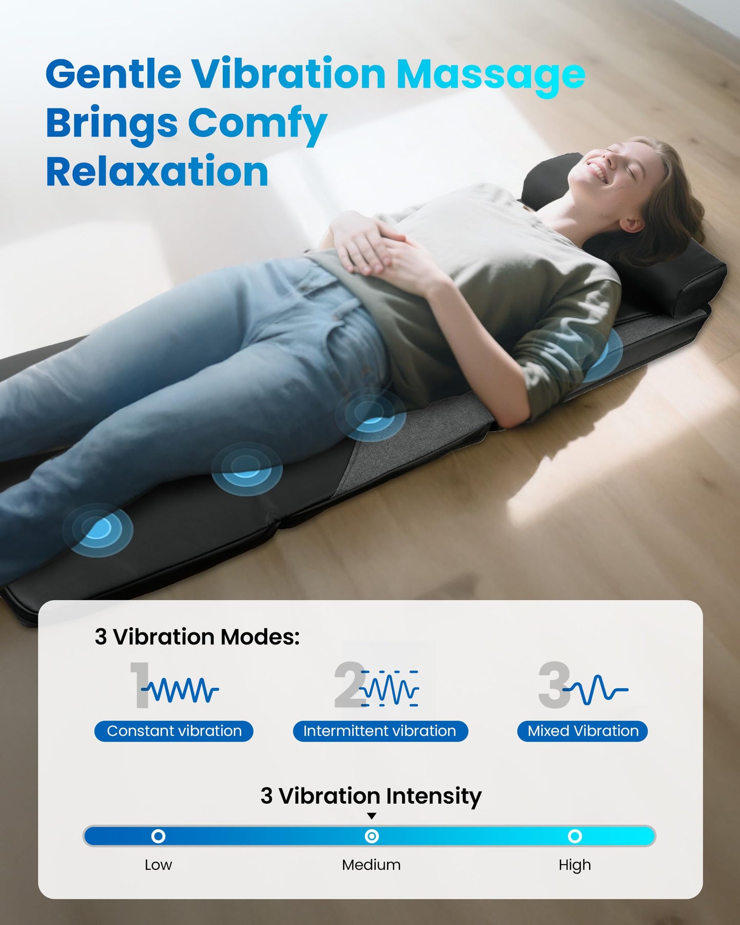 COMFIER Shiatsu Full Body Massage Mat with Heat, Back Massage Pad for Pain Relief Deep Tissue Kneading & Vibration Heating Chair Massager for Recliner, Sofa, Bed, Gifts for Men Women