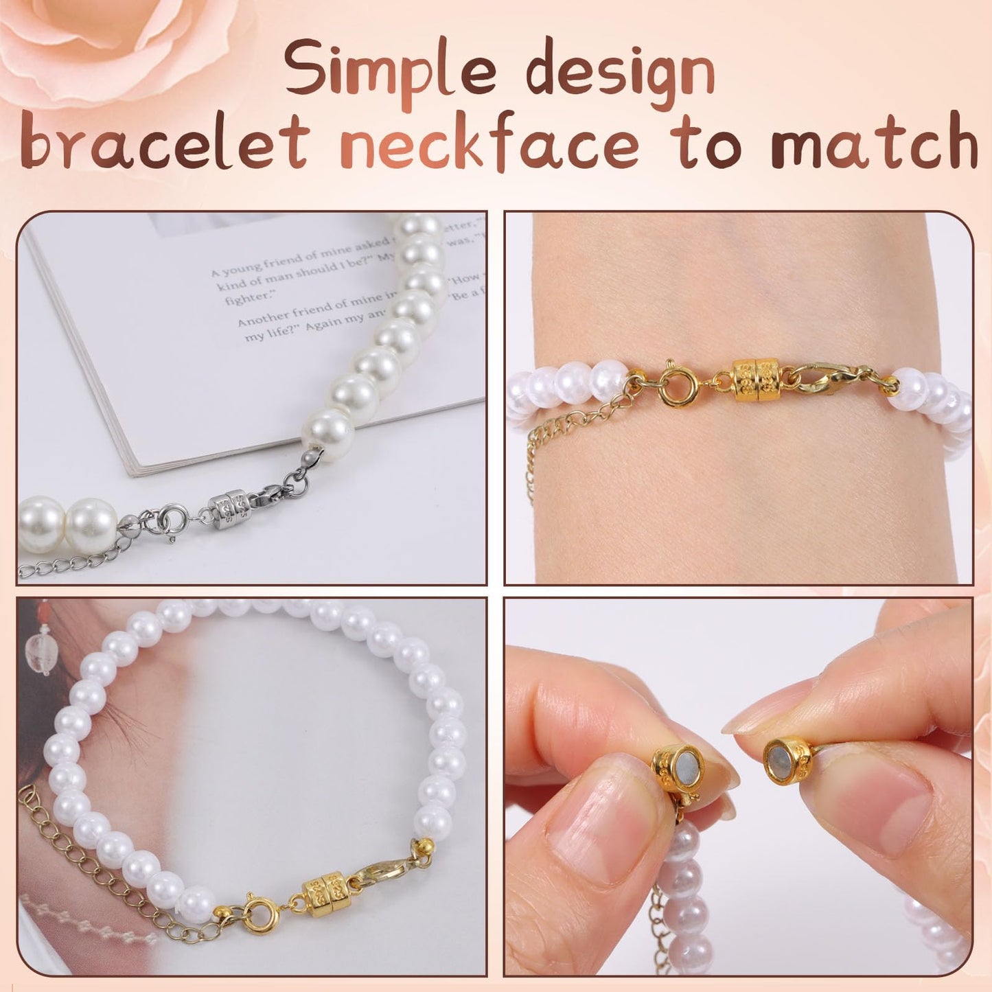925 Silver Double Lobster Magnetic Necklace Clasps,Magnetic Jewelry Clasps for Necklaces Extender Bracelet Clasps and Closures (4golden+4silvery)