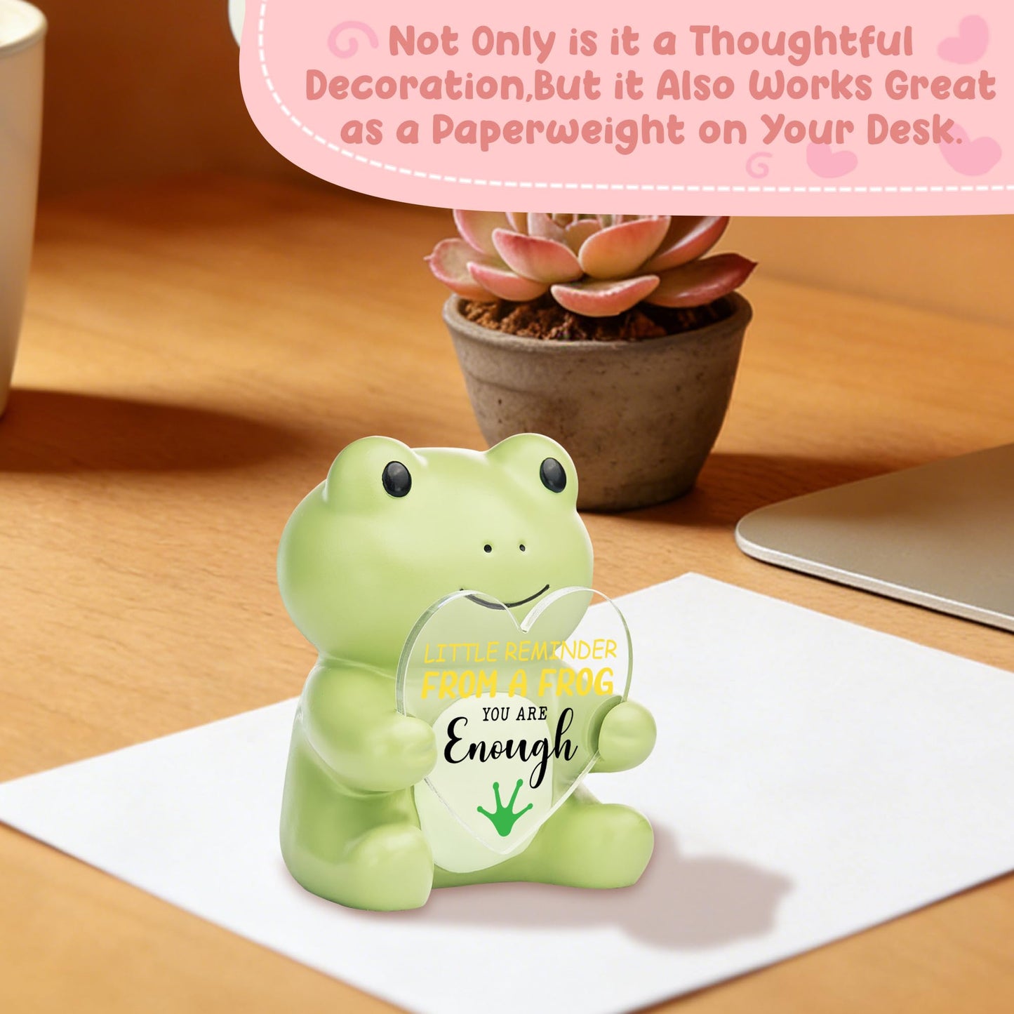 FTONENI Frog Figurine Encouragement Gift for Coworker Teacher Nurse Friend, You are Enough Positive Desk Decor, Appreciation Thank You Graduation Birthday Gift - FDF792