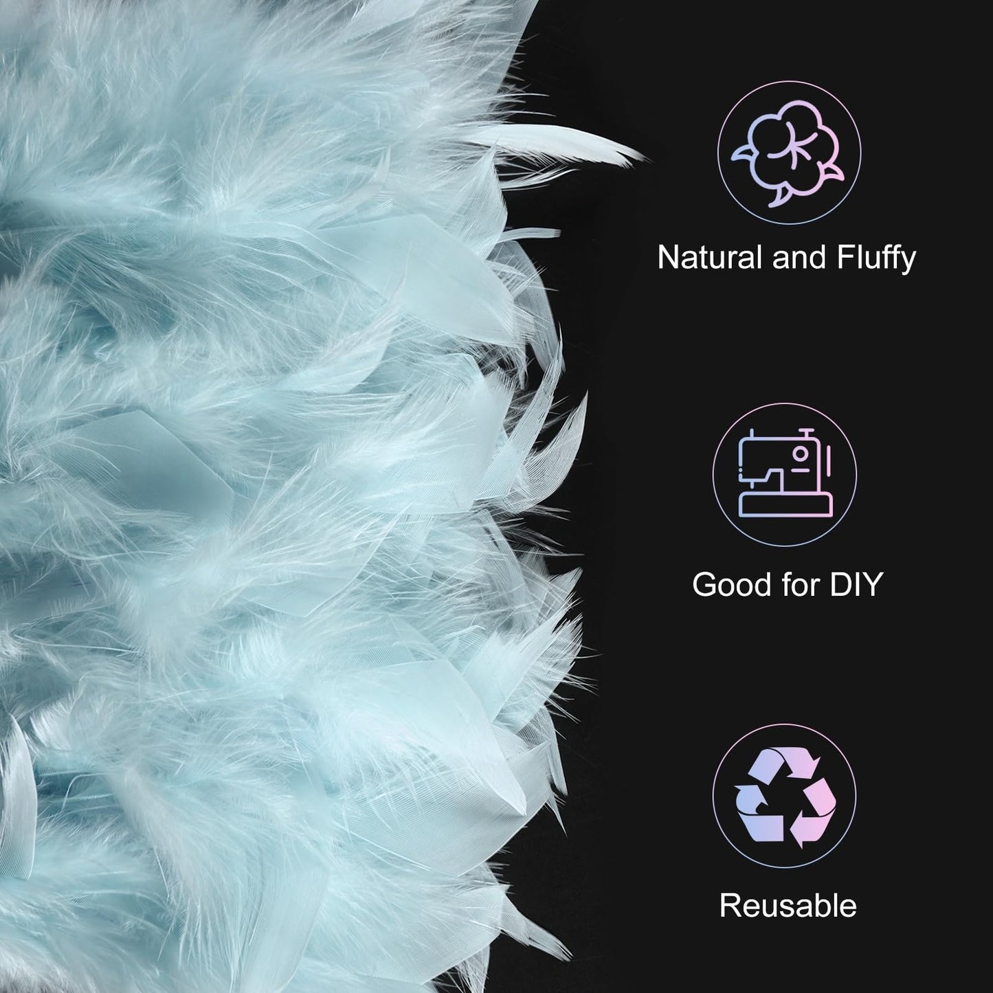 M METERXITY 2-Pack Turkey Feather Trim Fringe, 2 Yards 4-6" Natural Fluffy Feather Trim for Crafting/DIY Sewing/Party Clothing/Wedding Dress Decoration/Dream Catcher [Light Blue]