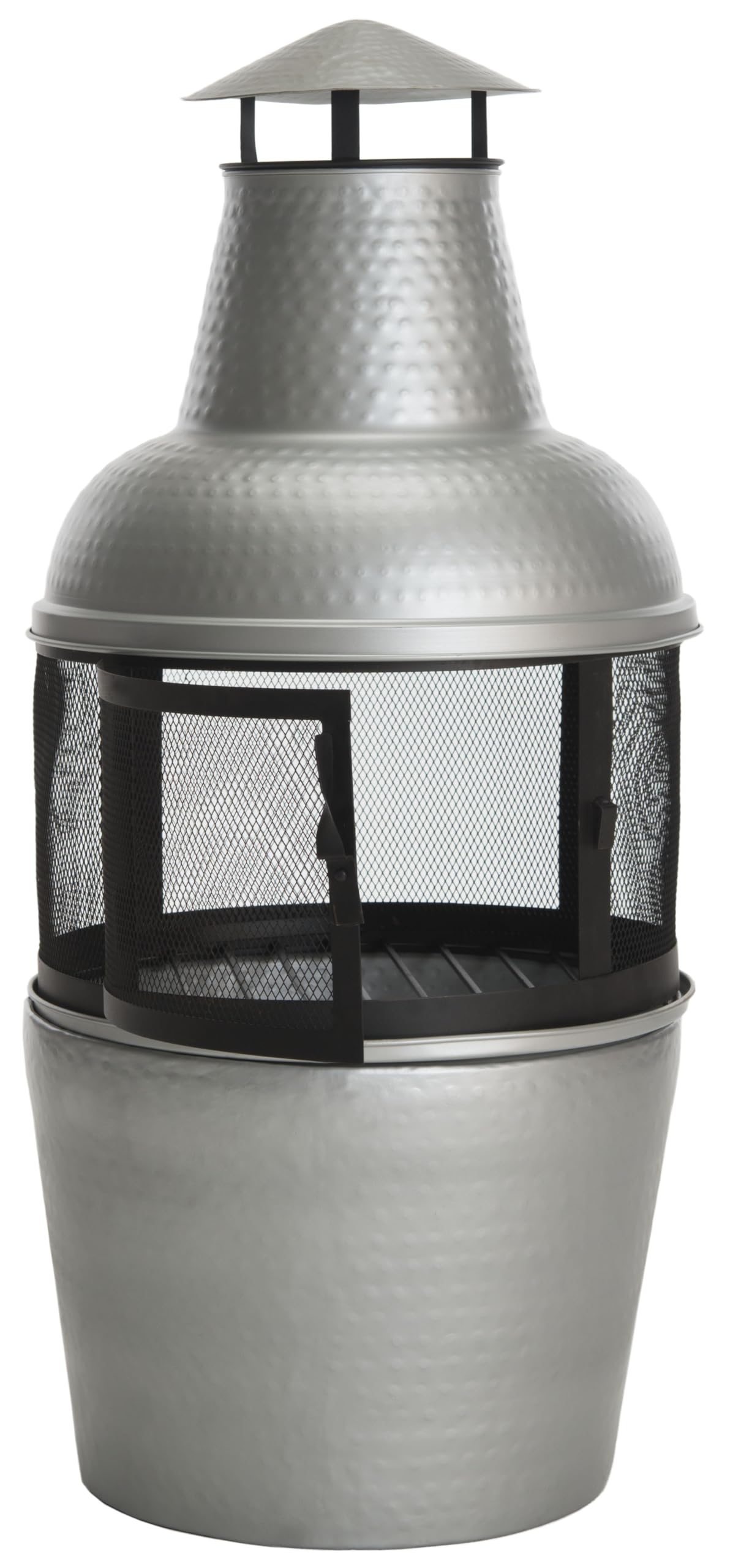 Safavieh Outdoor Collection Cartagena, Silver and Black Chiminea,