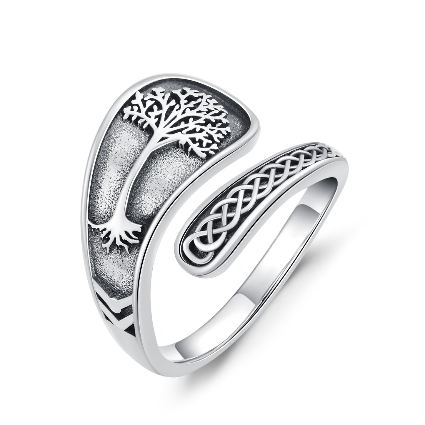 Midari Sterling Silver Celtic Life of Tree Ring Adjustable Thumb Rings Vintage Tree of Life Rings Gifts for Women Men Birthday Christmas