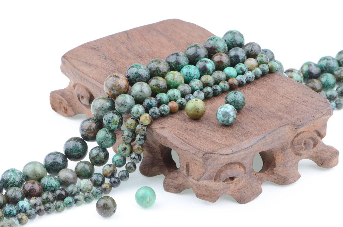 Bymitel 90 pcs Natural Genuine Real Round Loose Stone Beads Gemstone Spacers for Charm DIY Jewelry Making 15.5" per Strand 4mm (African Turquoise, 4mm)