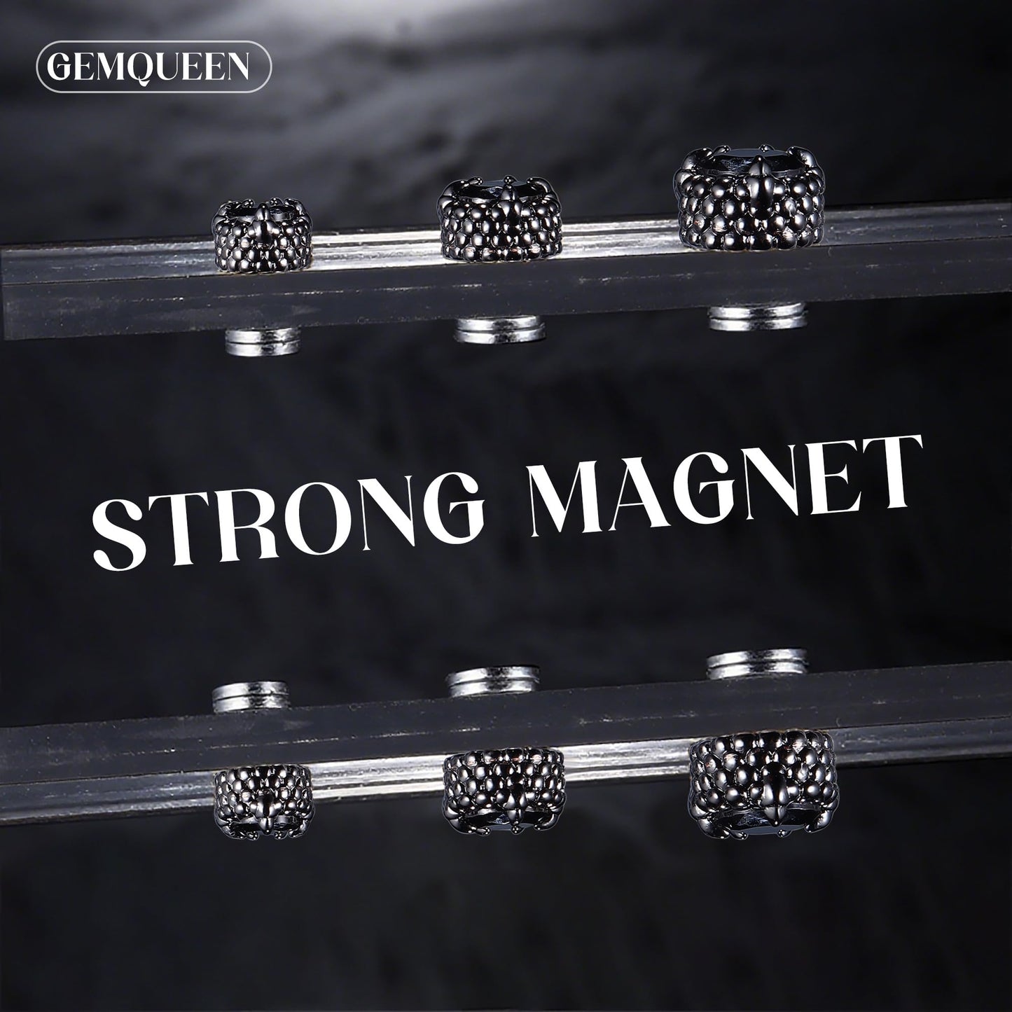 GEMQUEEN Magnetic Earrings for Men Women - 5A Shiny CZ Dragon Claw Punk Hypoallergenic Stainless Steel Non Piercing Clip on Fake Earrings Studs Black 5MM Not Easy to Fall