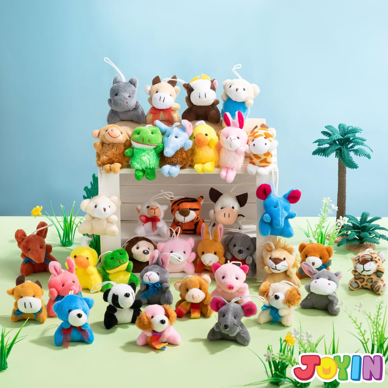 JOYIN 12 Pack Random Mini Animal Plush Toy Assortment (12 Units 3" Each),Bulk Stuffed Animals for Kids, Small Animals Plush Keychain Decoration, Carnival Prizes, Birthday Goodie Bags & Party Favors