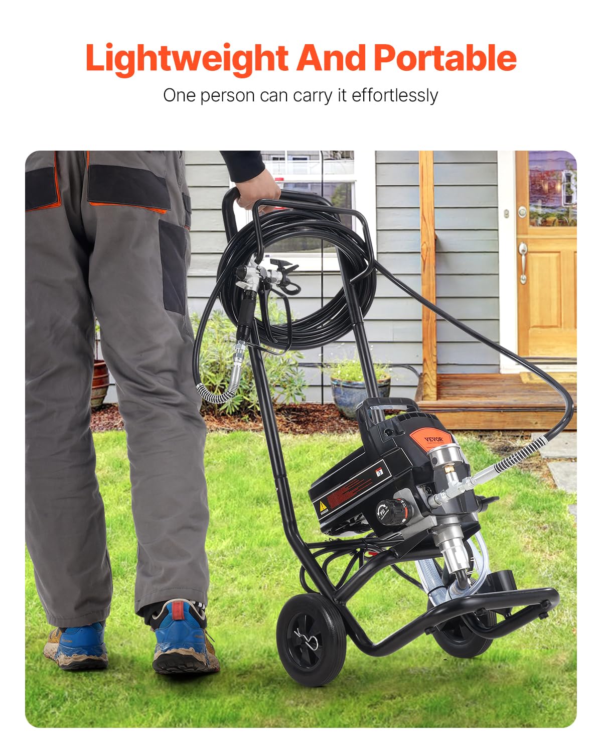 VEVOR Stand Airless Paint Sprayer with Cart, 950W 3000PSI High Efficiency Electric Airless Sprayer, Fine and Even Painting Effect, Paint Sprayers for Home Interior and Exterior Furniture and Fences