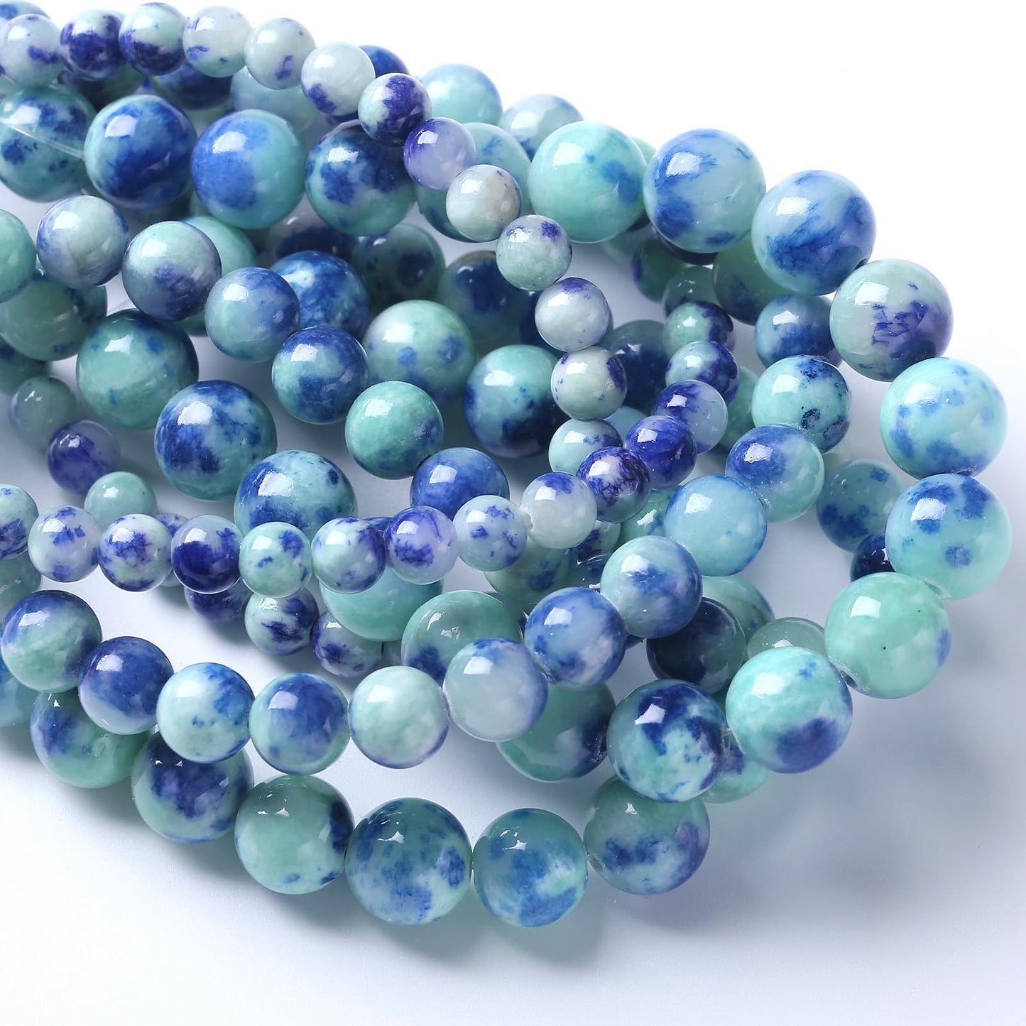 60pcs 6mm Natural Blue Green Persian Jade Stone Beads for Jewelry Making Round Loose Spacer Beads DIY Bracelets Necklaces 15" (6mm, Blue Green Jade)