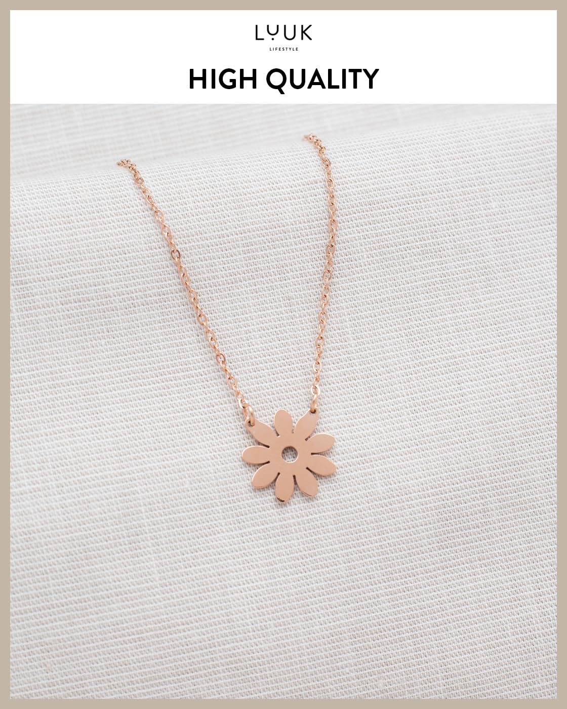 LUUK LIFESTYLE Adjustable Flower pendant necklace, 19Inches sturdy thin chain, waterproof, non-tarnish, Gift for holiday season, women, friend, daughter, dainty trendy casual aesthetic (Gift Card)