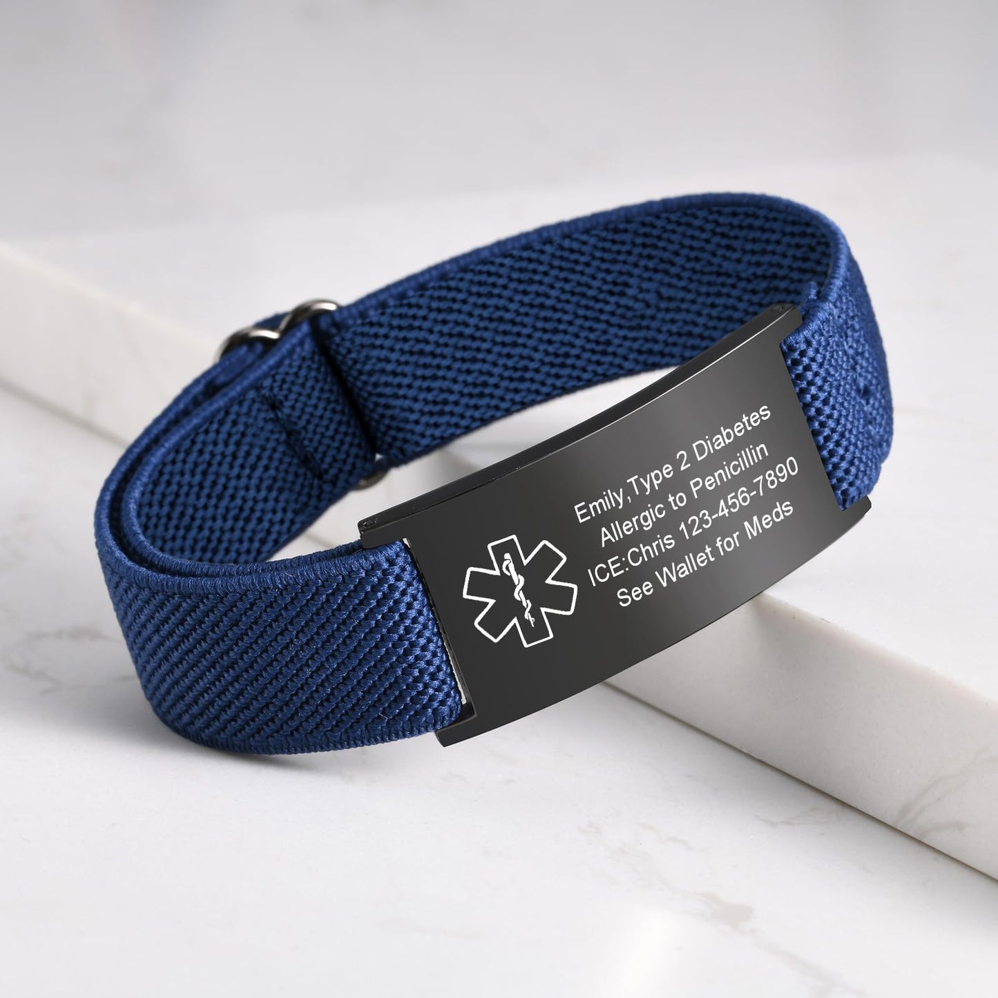 VNOX Medical Alert Bracelets for Men & Women with Free Engraving Adjustable Stainless Steel Mesh Emergency Medical ID Bracelets Wristband