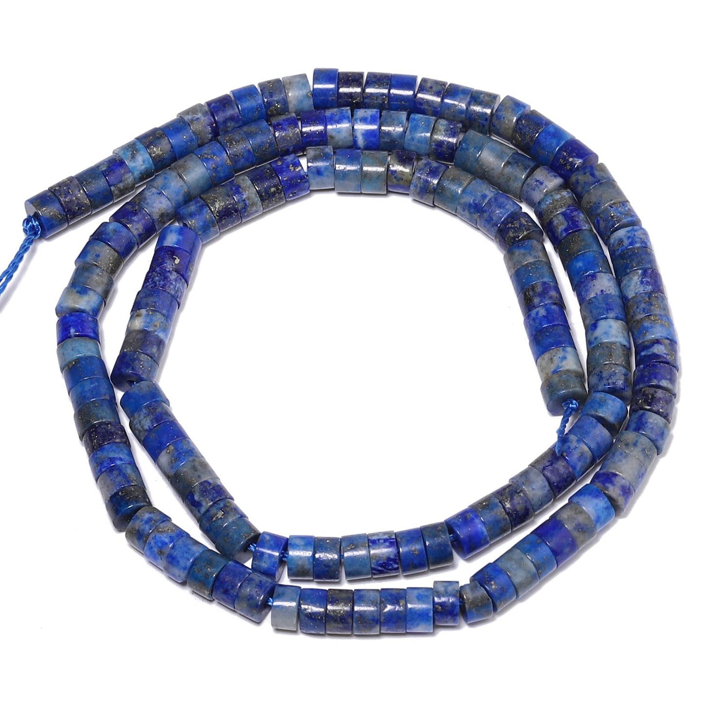 NITOPUPU 150Pcs 4×2mm Natural Lapis Lazuli Spacer Stone Beads for Jewelry Making Supplies, Loose Semi Flat Round Gemstone Tube Beads for Bracelets DIY Crafts