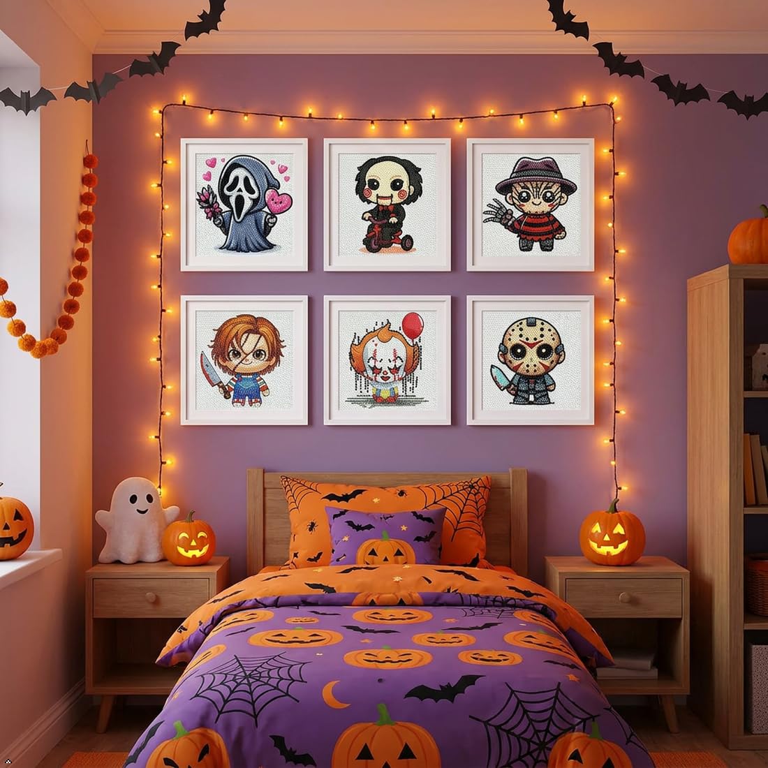 6 Pack Horror Diamond Art Kits for Kids Ages 8-12,Halloween Diamond Painting for Kids Beginners,5D Full Drill Gem Art for Kids DIY Crafts for Girls Boy 8-12,Gifts for 6 7 8 9 10 Year Old Girls Boy