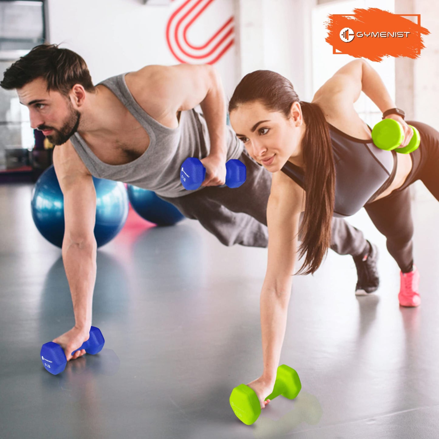 GYMENIST Pair of Dumbbells Set of 2 Soft Non Slip Grip Dumbbells Pair Covered with Neoprene (1 LB)