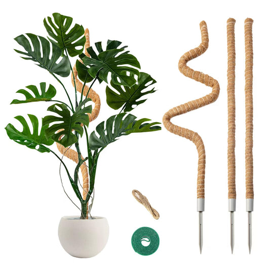 3 Pack Moss Pole, 50 Inch Moss Poles for Climbing Plants Stakes Indoor Monstera Support Tall Large Bendable Long Coco Coir DIY for Potted Plants, Pothos, Philodendron