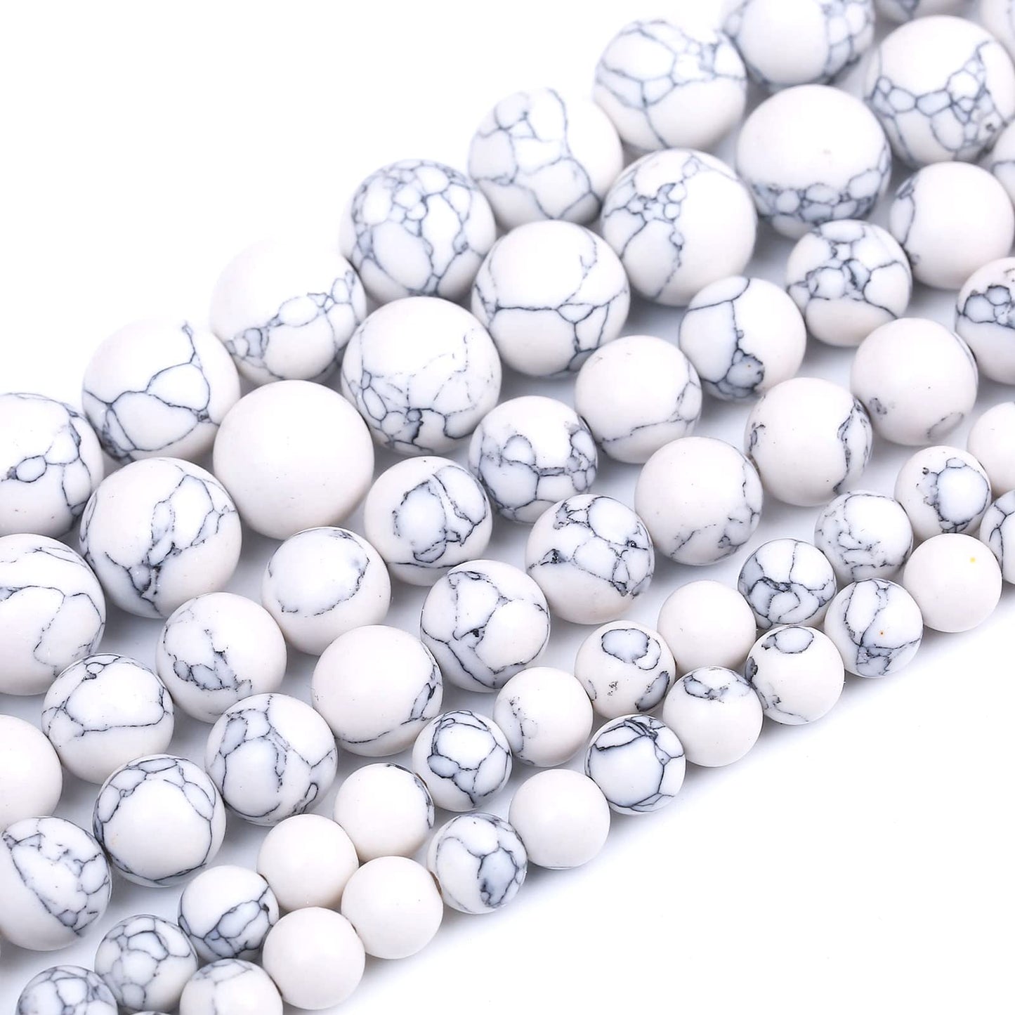 45PCS 8MM White Howlite Turquoises Round Loose Beads Natural Gemstone Beads for Jewelry Making DIY Bracelet Necklace 15"
