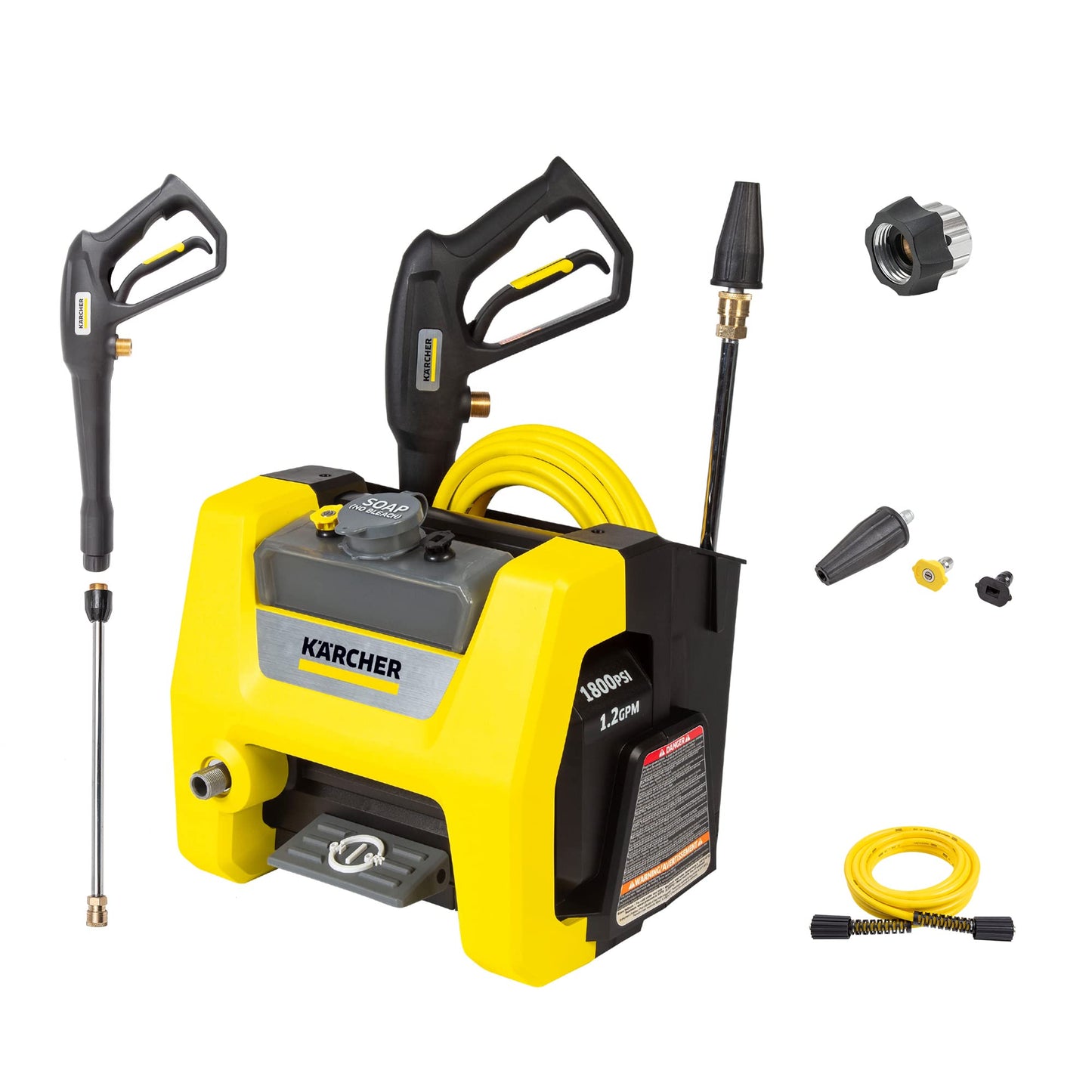 Karcher K1800PS Cube 1800 PSI 1.2 GPM TruPressure Electric Pressure Washer - 2250 Max PSI Power Washer & Pressure Washer Multi-Purpose Cleaning Soap Concentrate – for All Outdoor Surfaces – 1 Gallon