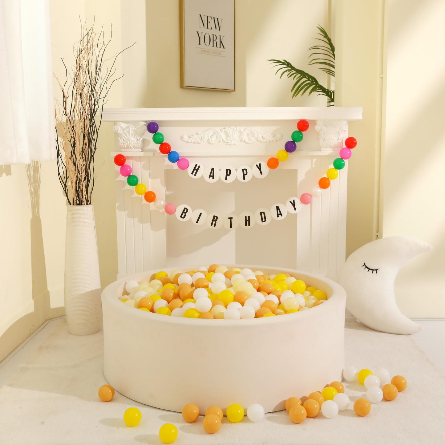 GOGOSO Ball Pit Balls for Toddlers Dogs Baby Boys Girls 2.2Inch Plasticball Toys for Kid Play Tent Birthday Slides Party Decor 170 pcs, Cream Yellow+ Macaron Yellow+ White
