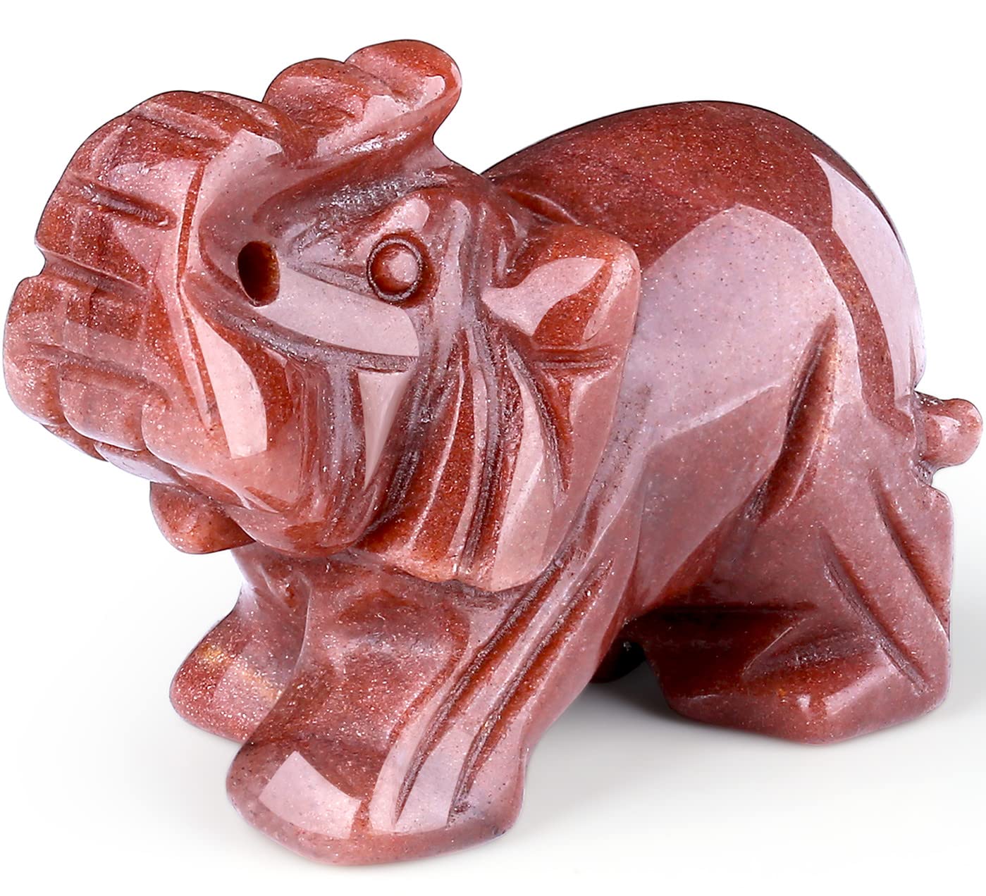QINJIEJIE Crystals Elephant Decor Cherry Quartz Cute Desk Stones Statue Polished Natural Gemstones Luck Decoration Home Room Office Pocket Figurine Meditation Spiritual Gem Gift for Women