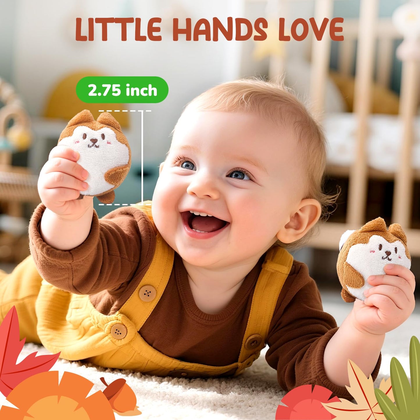 JoyCat Baby Toys 6-12 Months - Soft Baby Treehouse with 5 Sensory Squirrels - Rattle, Crinkle Paper, Squeaker, Mirror, Busy Montessori Soft Toys for Toddlers 0-3 Years Old - Easter Basket Stuffers