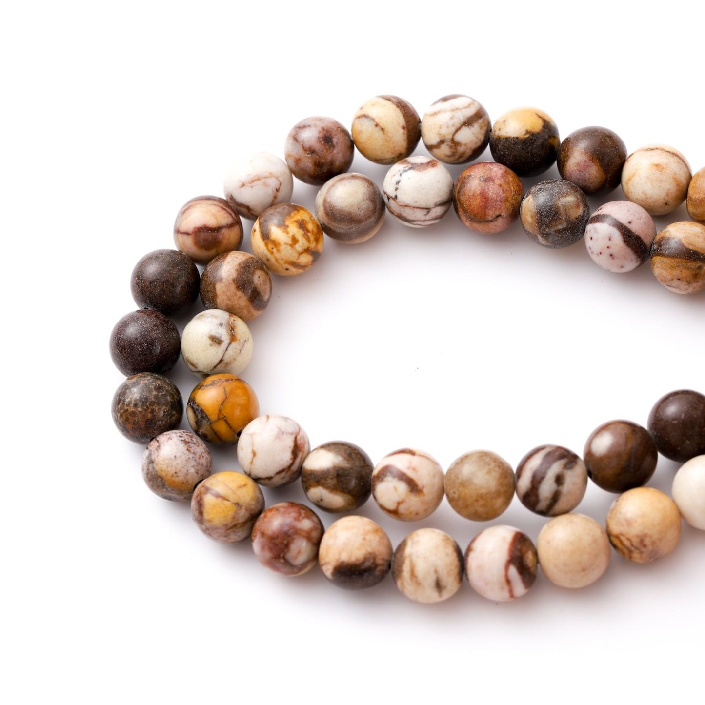 8mm 45pcs DIY Natural Australia Zebra Stone Beads Round Healing Crystal Gemstone Loose Beads for Jewelry Making Handmade Bracelet Necklace