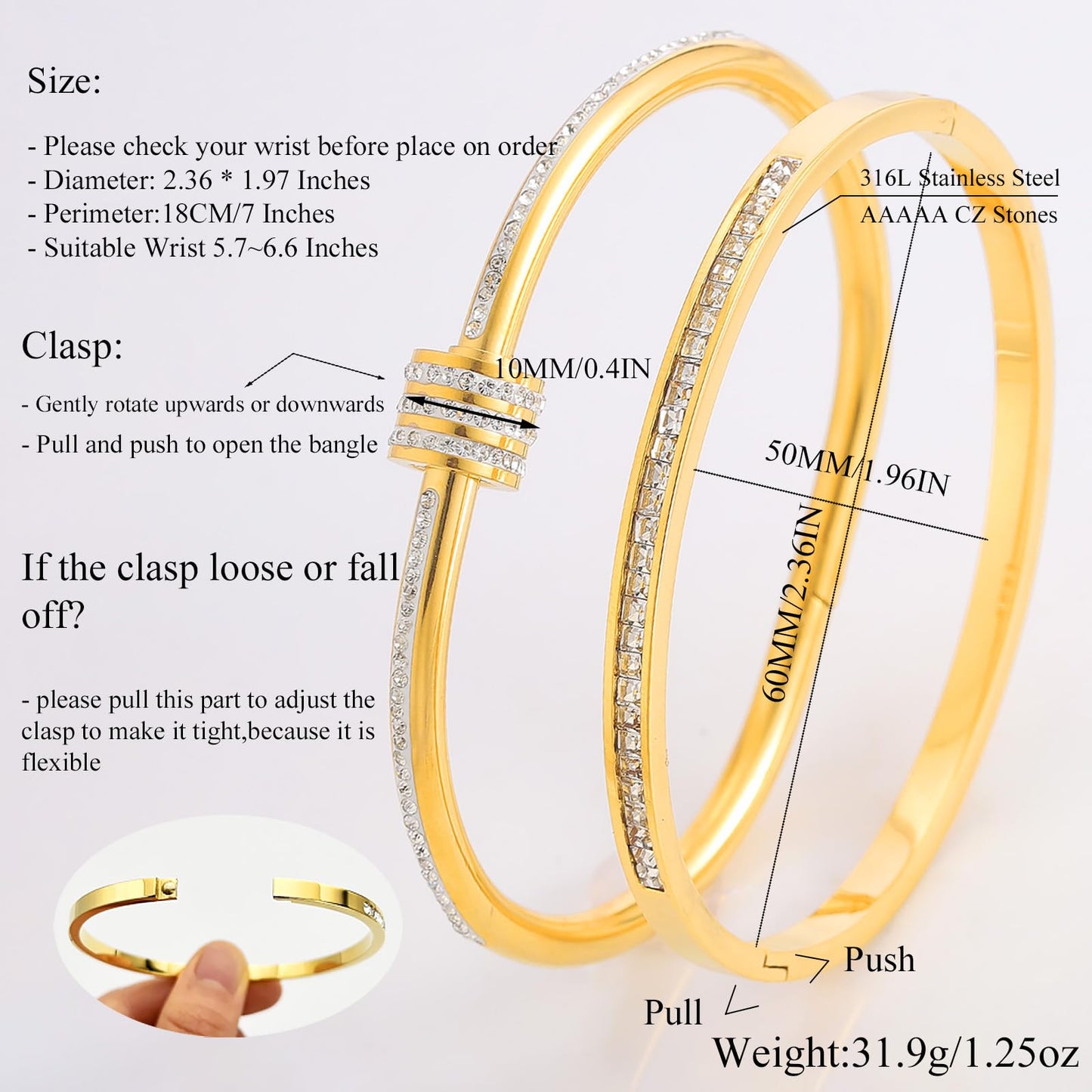 Camhanno Gold Bangles for Women - Stainless Steel Love & Friendship Bracelet Set with Gift Box | Daily Wear & Party Jewelry