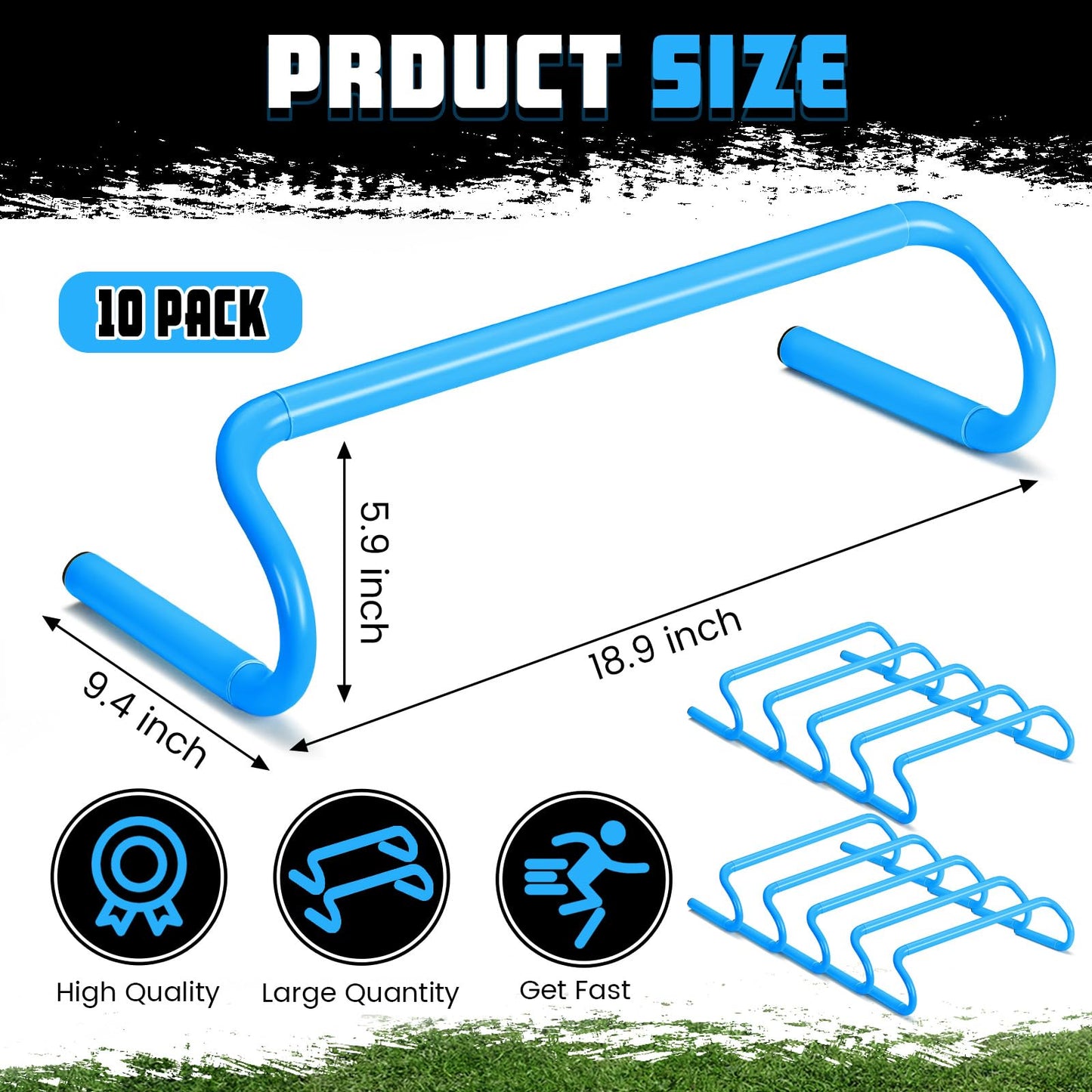 Wettarn 10 Pcs Speed Agility Training Hurdles Detachable Durable Hurdle Agility Plyometric and All Purpose Speed Training Equipment for Athletes Soccer Basketball(6 Inch,Blue)