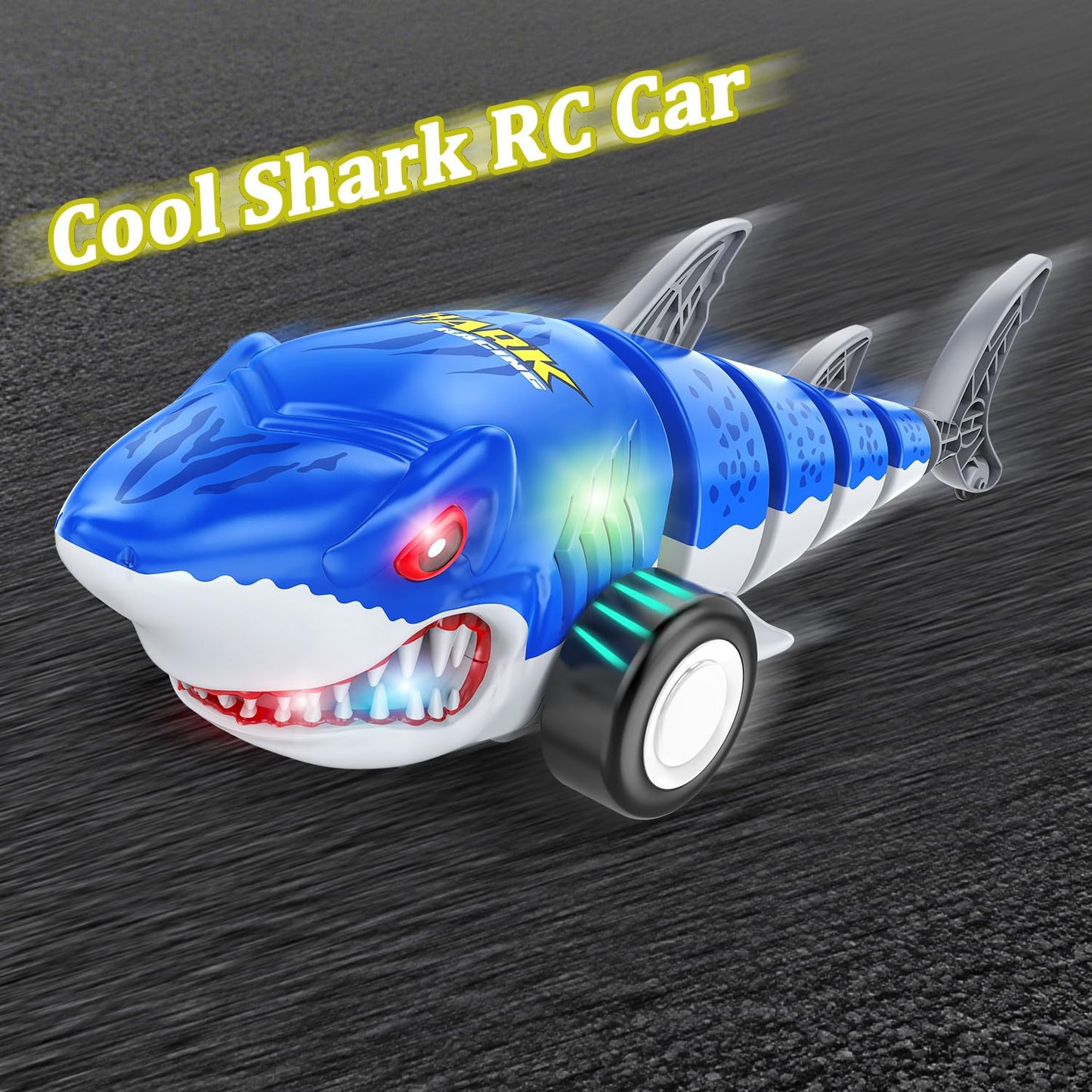 HAHAone Remote Control Shark Car,rc Cars,Toys for Kids Age 4 5 6 7 8 12 with Swinging Tail, LED Lights, Toddlers Birthday for Boys and Girls,juguetes para niños (Blue)