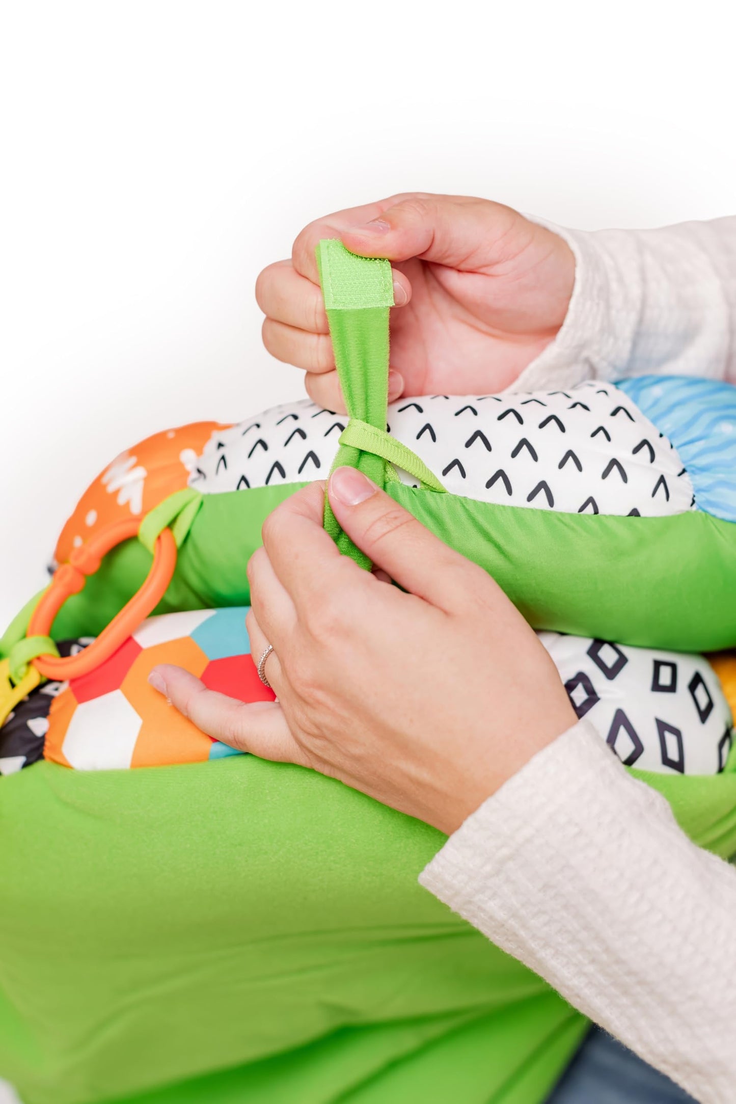 2-in-1 Tummy Time Mat & Baby Lounger Pillow - Seat Support for Baby Play Mat for Babies 0-6 Months, Infant Lounger Activity Center with Newborn Toys, Floor Pillows Sit Me Up, Infant Toys Floor Lounger