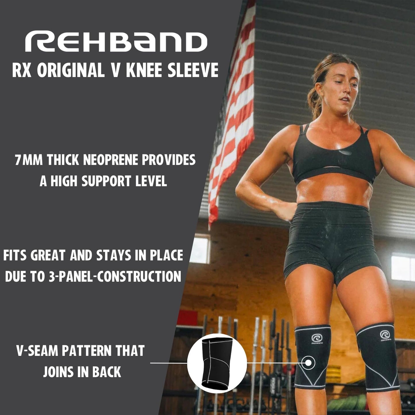 Rehband Classic 7mm V Knee Sleeve for Weightlifting, Competition Grade Powerlifting Knee Sleeve, Compression Sleeve for Crossfit, Squats, Gym & Heavy Lifts, Colour:Arctic/White - 1 Pair, Size:XX-Large