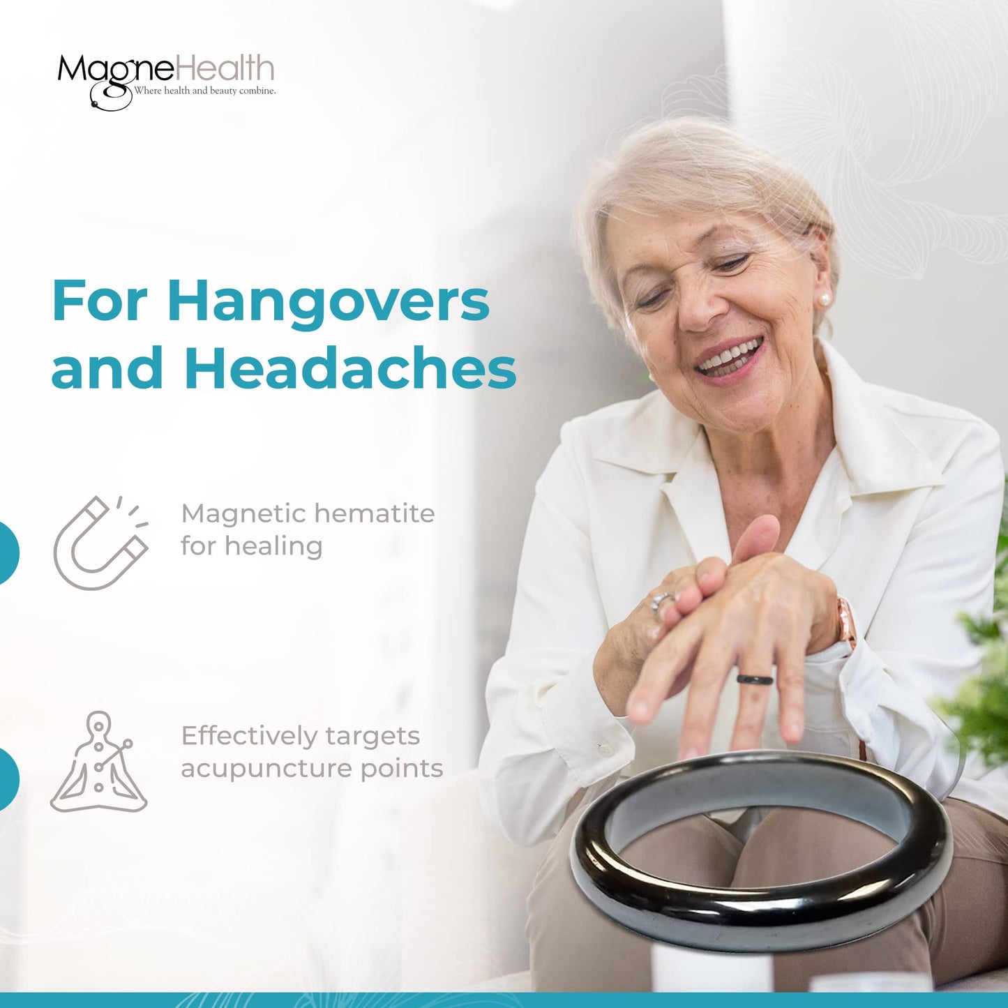 MAGNEHEALTH Holiday Hangover Hematite Ring, Elegant Magnetic Hematite Ring as Jewelry for Men and Women (Size 10)