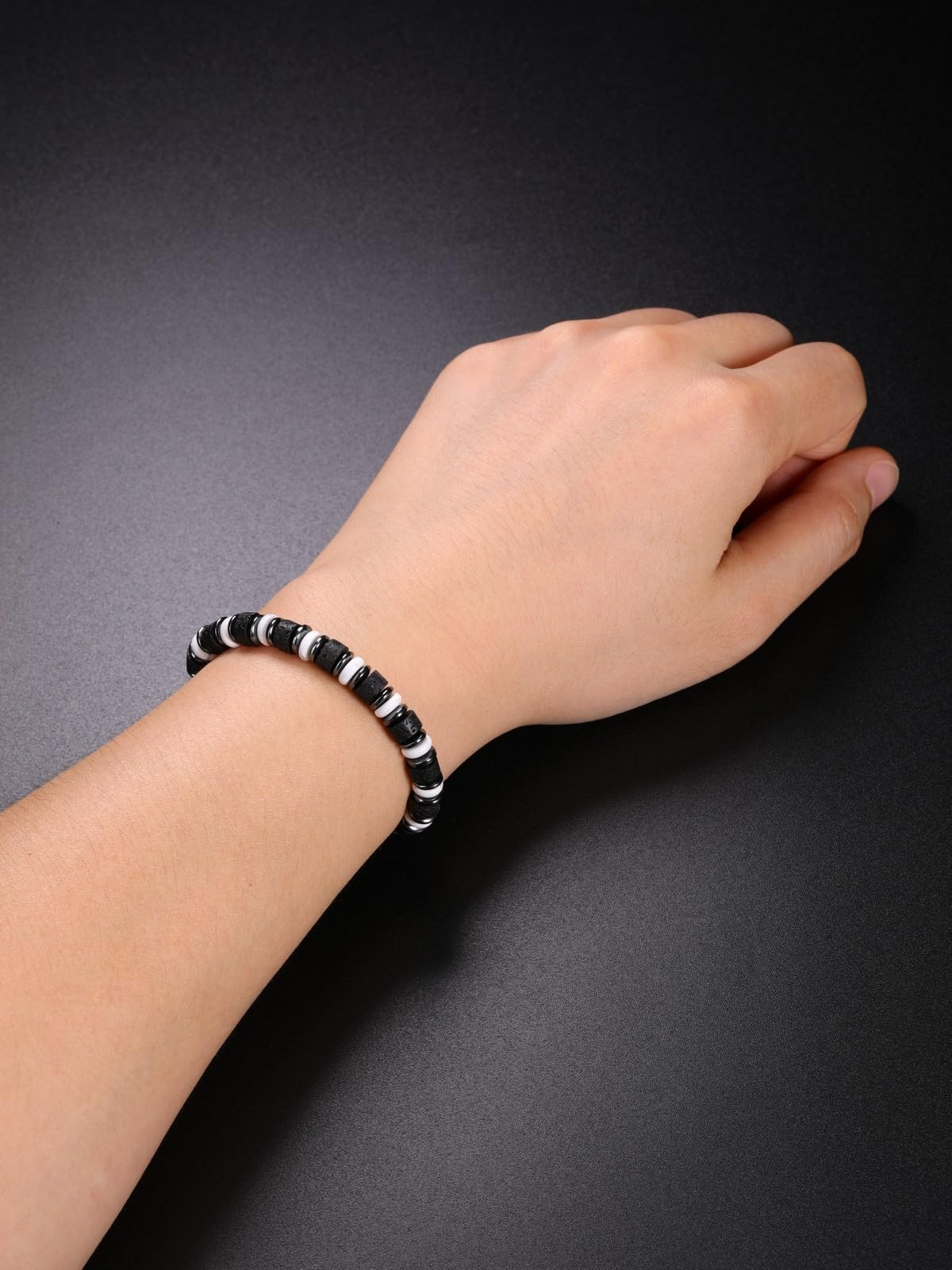 Top Plaza Triple Protection Bracelet for Men Lava Rock Stone Hematite Bracelet Natural Handmade Gemstone Beaded Bracelets Balance Meditation Jewelry Christmas Gifts