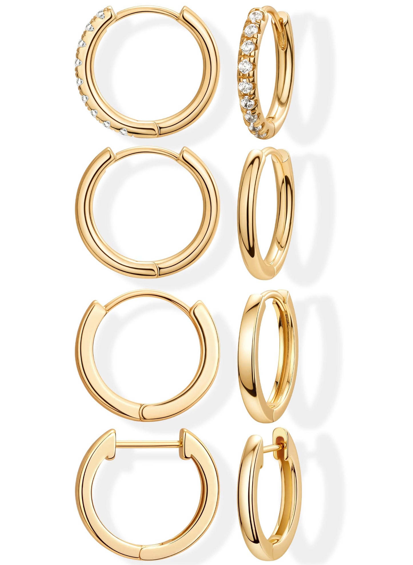 8mm Rook Huggie Small Hoop Earrings Set for Women Gold Stack Cartilage Rook Earring Sets for Multiple Double Piercing Lightweight Mini Thin Cute Dainty Trendy Clip On Mom Jewelry Gifts