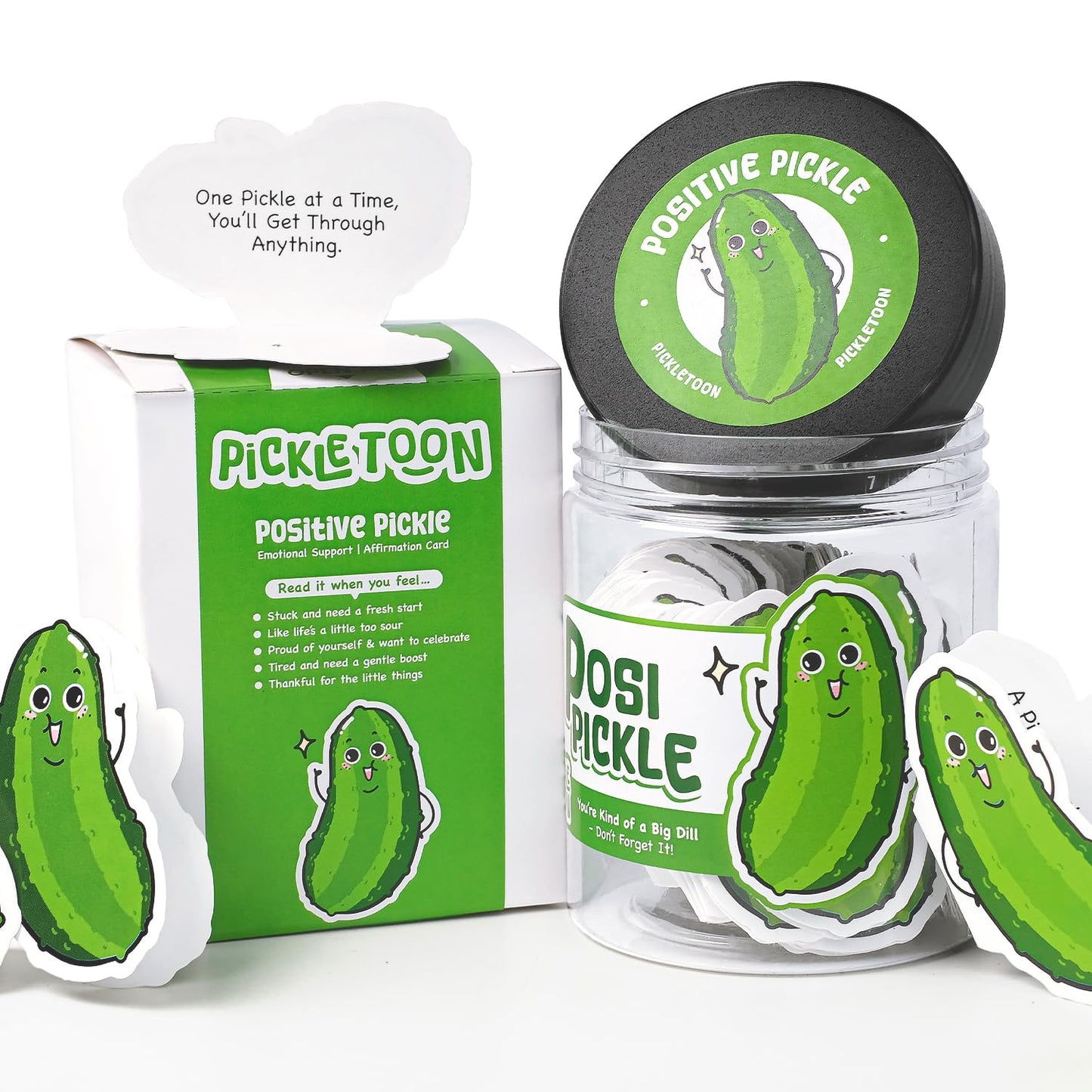 Emotional Support Positive Pickle Jar (POSI PICKLE) Read This When Affirmation Jar, 60 Daily Encouragement Cards, Funny Decorative Gift, Mental Health & Self Care Gifts for Women, Stocking Stuffers
