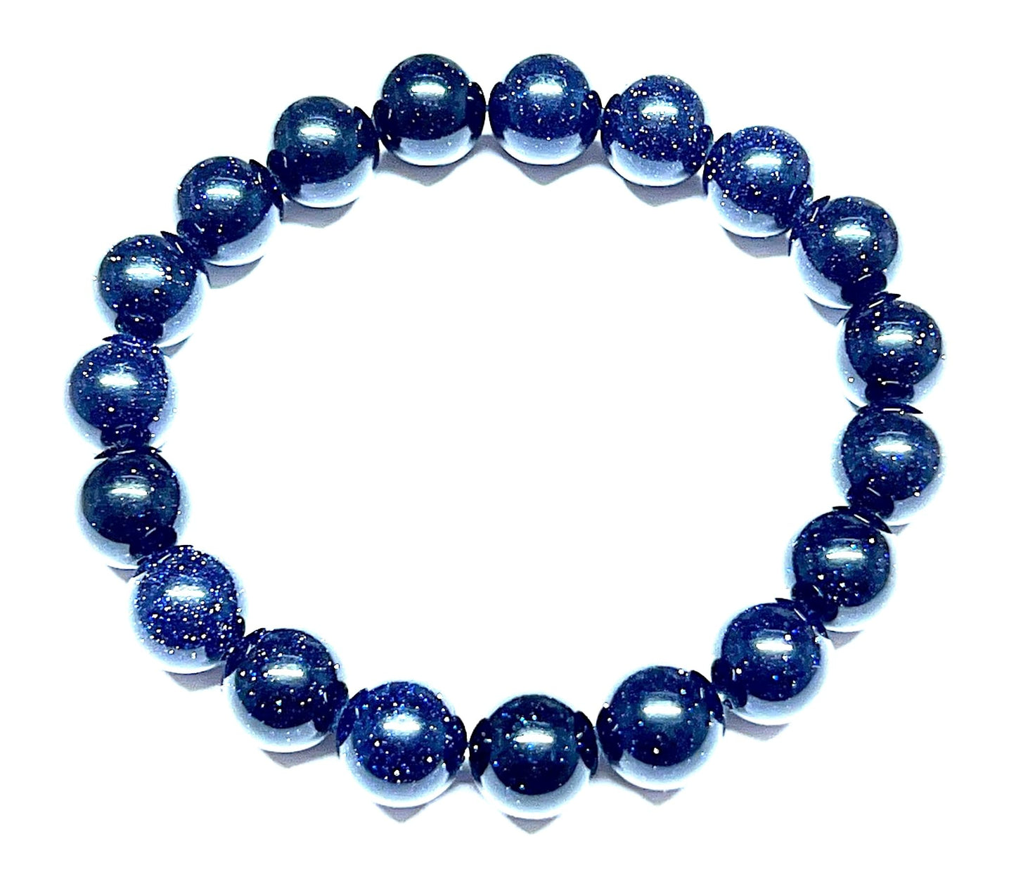 AWAKEN YOUR KUNDALINI Blue Goldstone Bracelet – 10mm Beads, Birthstone & Chakra Energy
