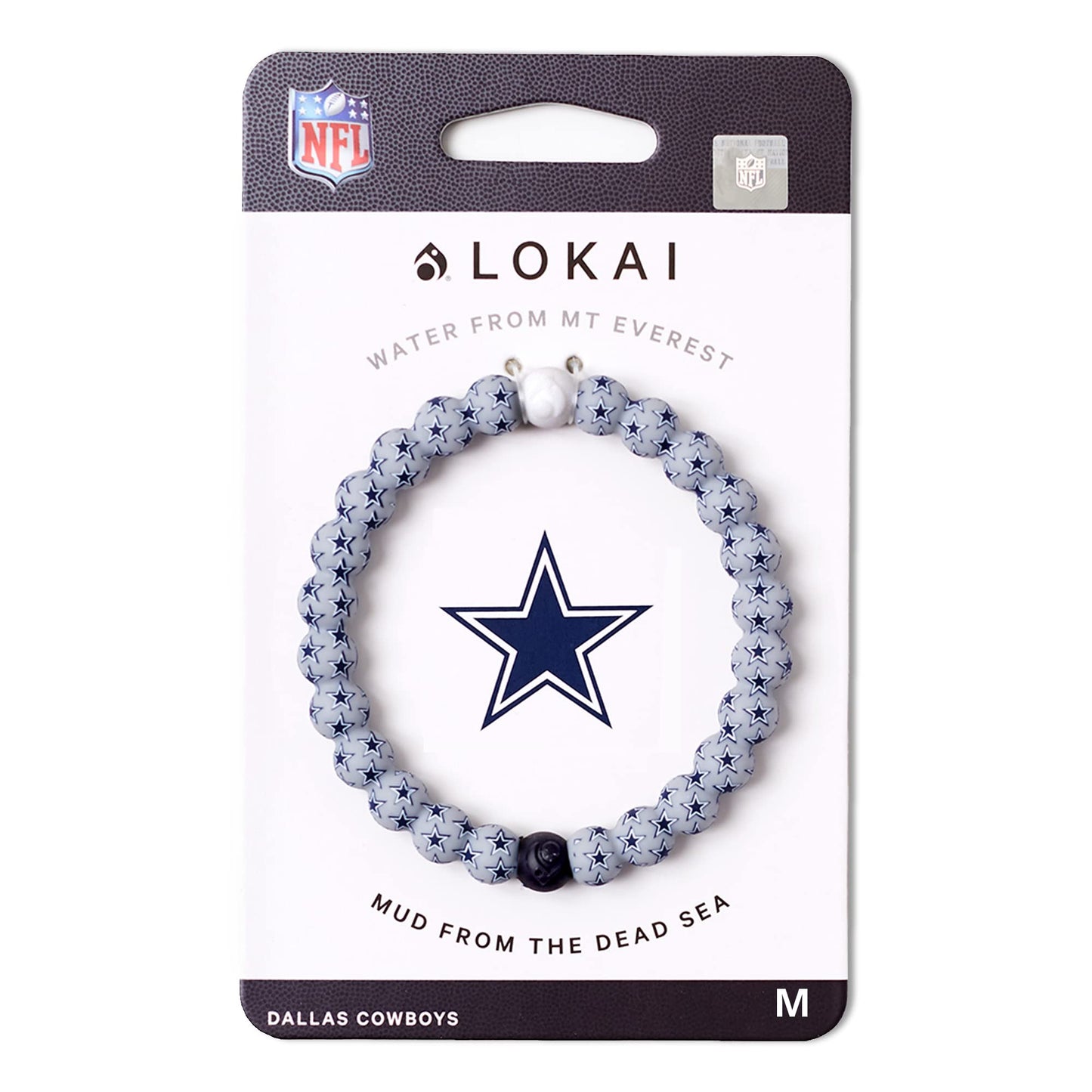 Lokai Silicone Beaded Bracelet for Men & Women, NFL Football Collection - Dallas Cowboys, Logo, Medium - Silicone Jewelry Fashion Bracelet Slides-On for Comfortable Fit