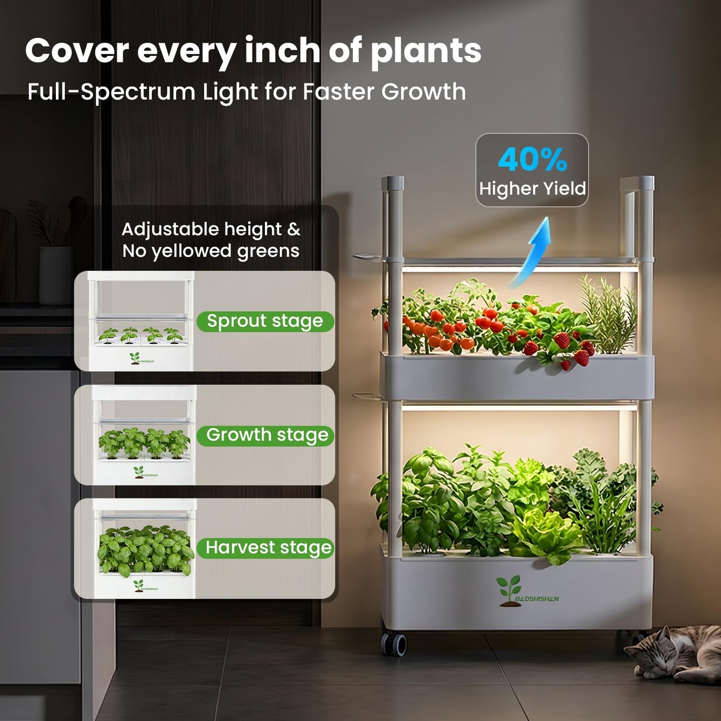 BAOSHISHAN Hydroponics Growing System for Indoor Garden, 28-Pods Smart Indoor Gardening System with APP & Auto Timer, Full Spectrum LED Grow Light, Large Water Tank, Ideal for Vegetable Fruit Herb