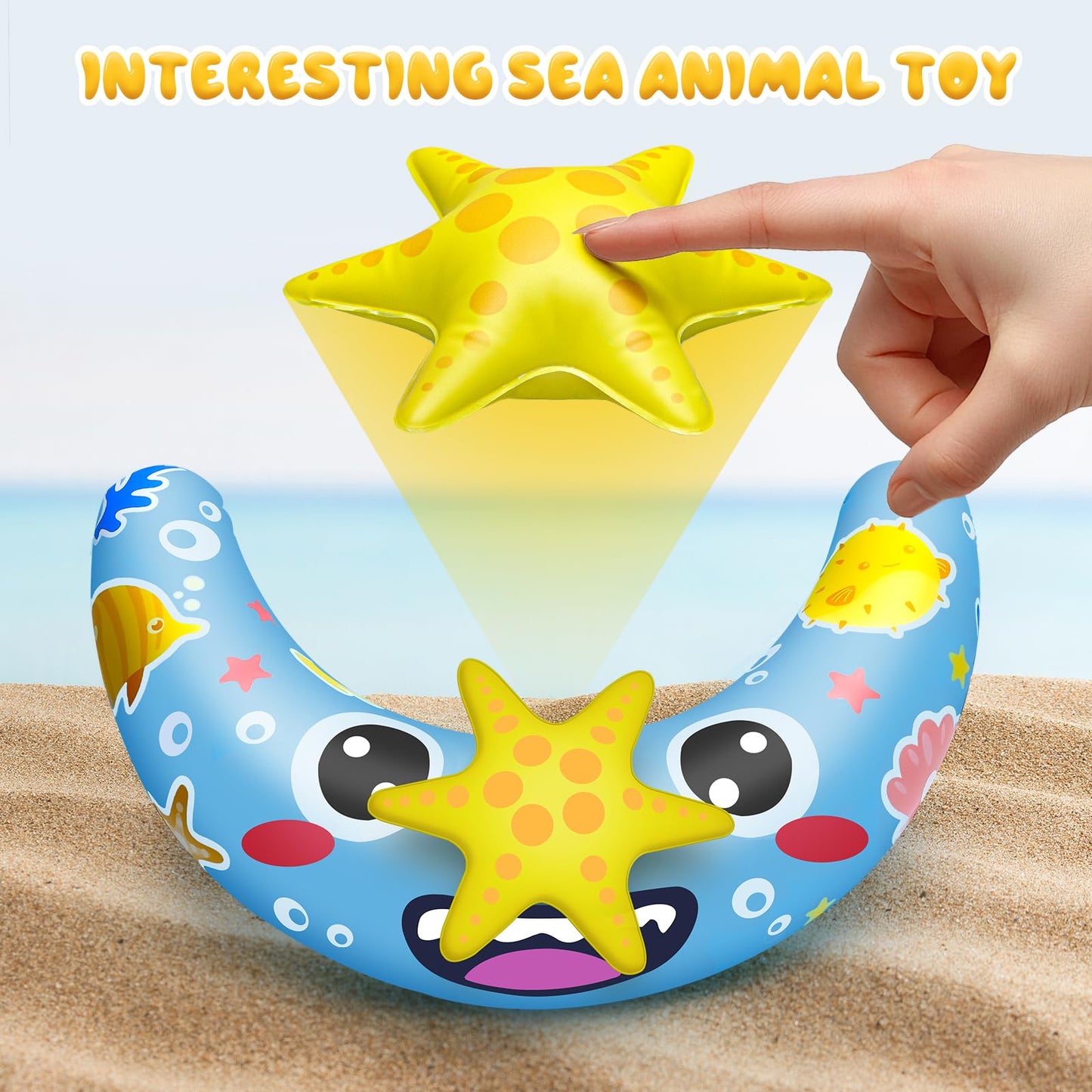 SKINFRND Baby Float with Canopy- UPF50+ Sun Protection Baby Pool Float，Inflatable Kids Pool Float with Adjustable Safety Seat for 6-36 Months Kids Swimming,with Marine Animal Floating Toys