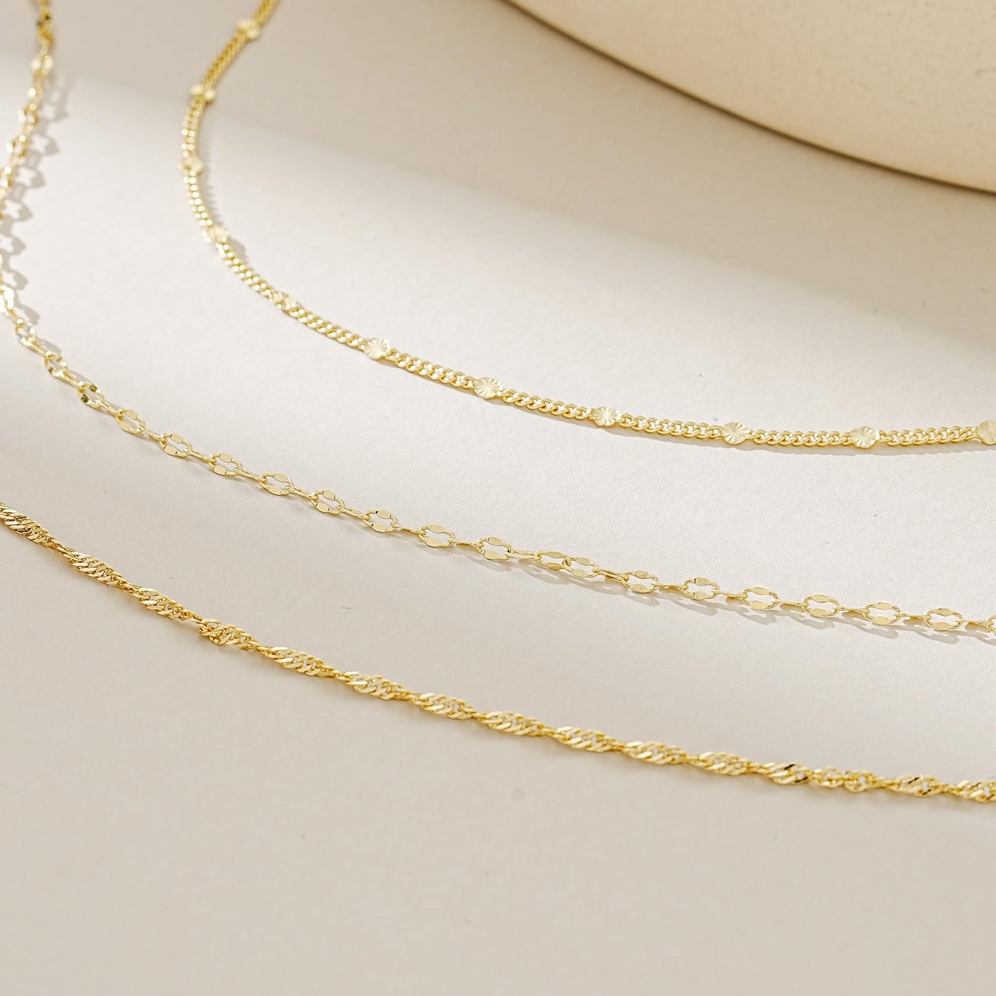 YOIHUR Gold Layered Necklaces for Women, 14K Gold Plated Dainty Chain Choker Necklaces Herringbone Gold Necklaces Jewelry Gift for Women