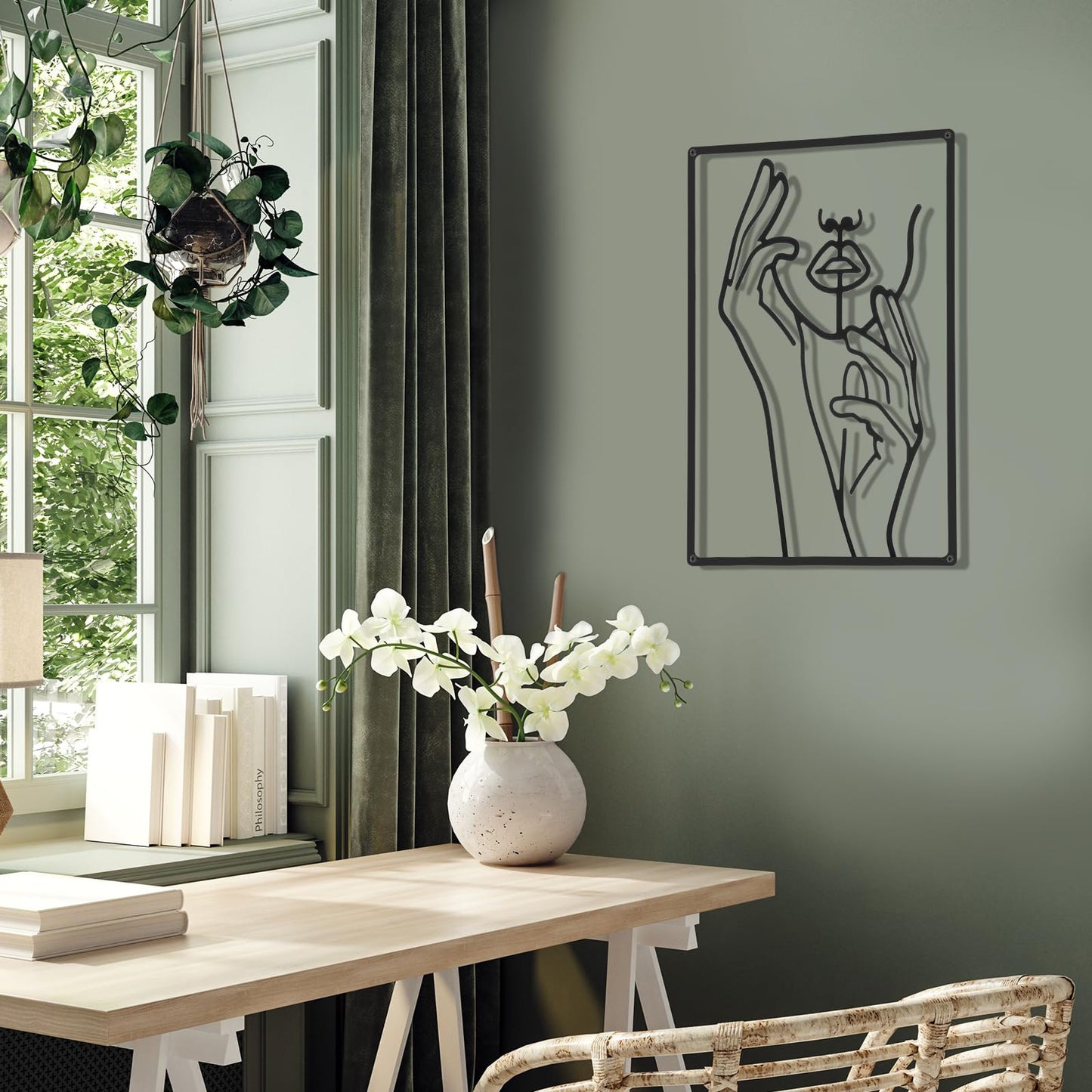 Cindeer 3 Pieces Metal Wall Art Decor 18 Inch Minimalist Modern Abstract Line Home Decor Woman's Body Shape Single Line Wall Art for Kitchen Bedroom Living Room