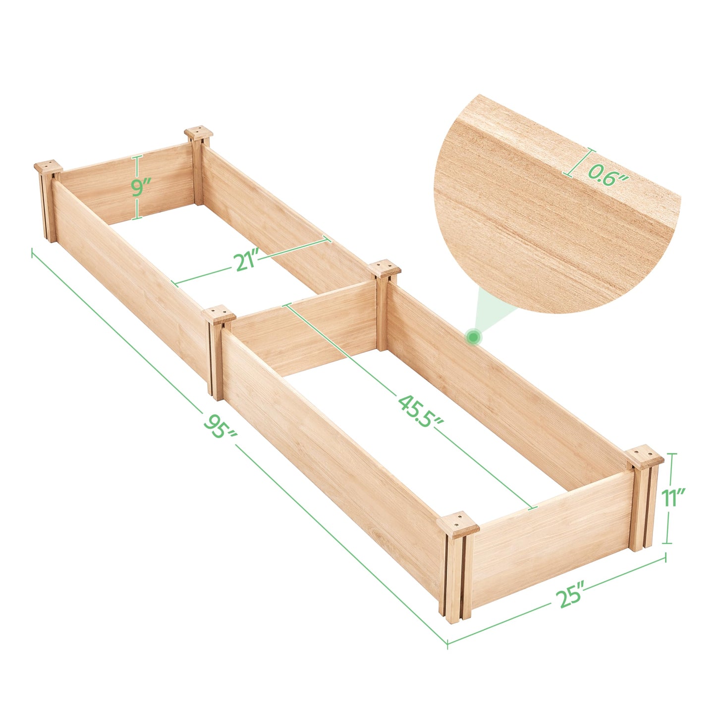 Yaheetech 8×2ft Wooden Horticulture Raised Garden Bed Divisible Elevated Planting Planter Box for Flowers/Vegetables/Herbs in Backyard/Patio Outdoor, Natural Wood, 95 x 25 x 11in