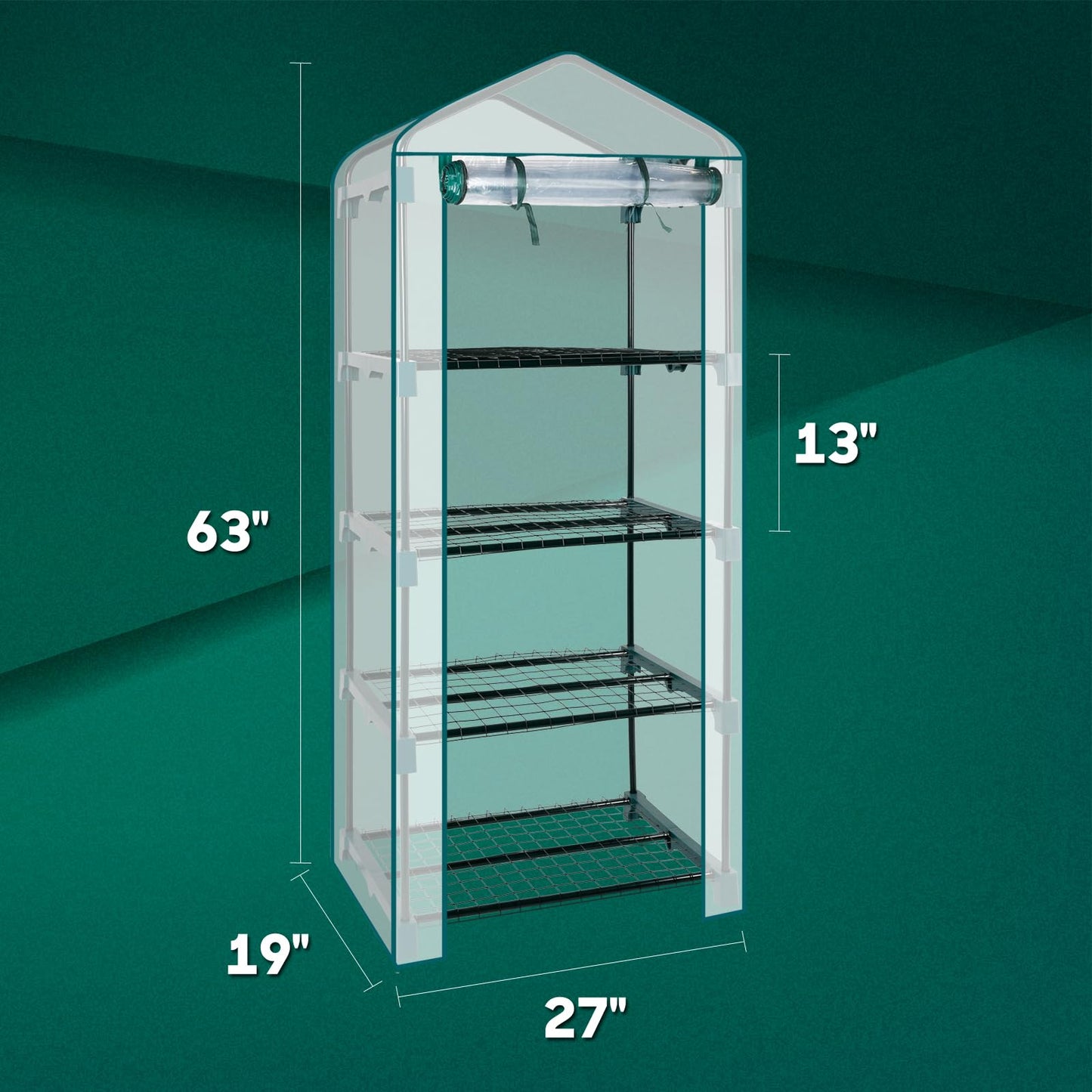 KOL 4-Tier Mini Greenhouse - PVC Clear Cover & Steel Frame - Portable Small Green House for Indoor & Outdoor Use - Grow Plants, Seedlings, Herbs